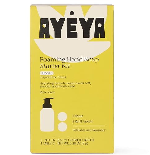AYÉYA Foaming Hand Soap Starter Kit - Citrus Hand Soap Tablets with Fair Trade Coconut Oil - Refreshing, Refillable Cleanser with Bergamot & Lime - 1 Beauty & Personal Care Ayeya
