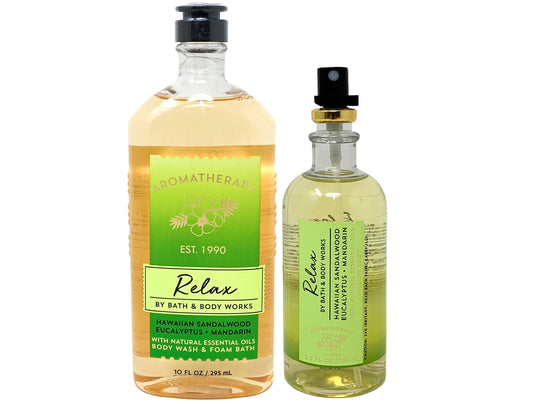 Aromatherapy Relax Hawaiian Sandalwood Eucalyptus Mandarin Duo Gift Set - Includes 10 oz / 295 mL Body Wash and Foam Bath and 5.3 oz / 156 mL Pillow Beauty and Personal Care Bath