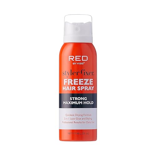 Red by Kiss Styler Fixer Freeze Hair Spray Strong Maximum Hold 2-In-1 Lace Glue and Styling 2oz Beauty & Personal Care Red by Kiss