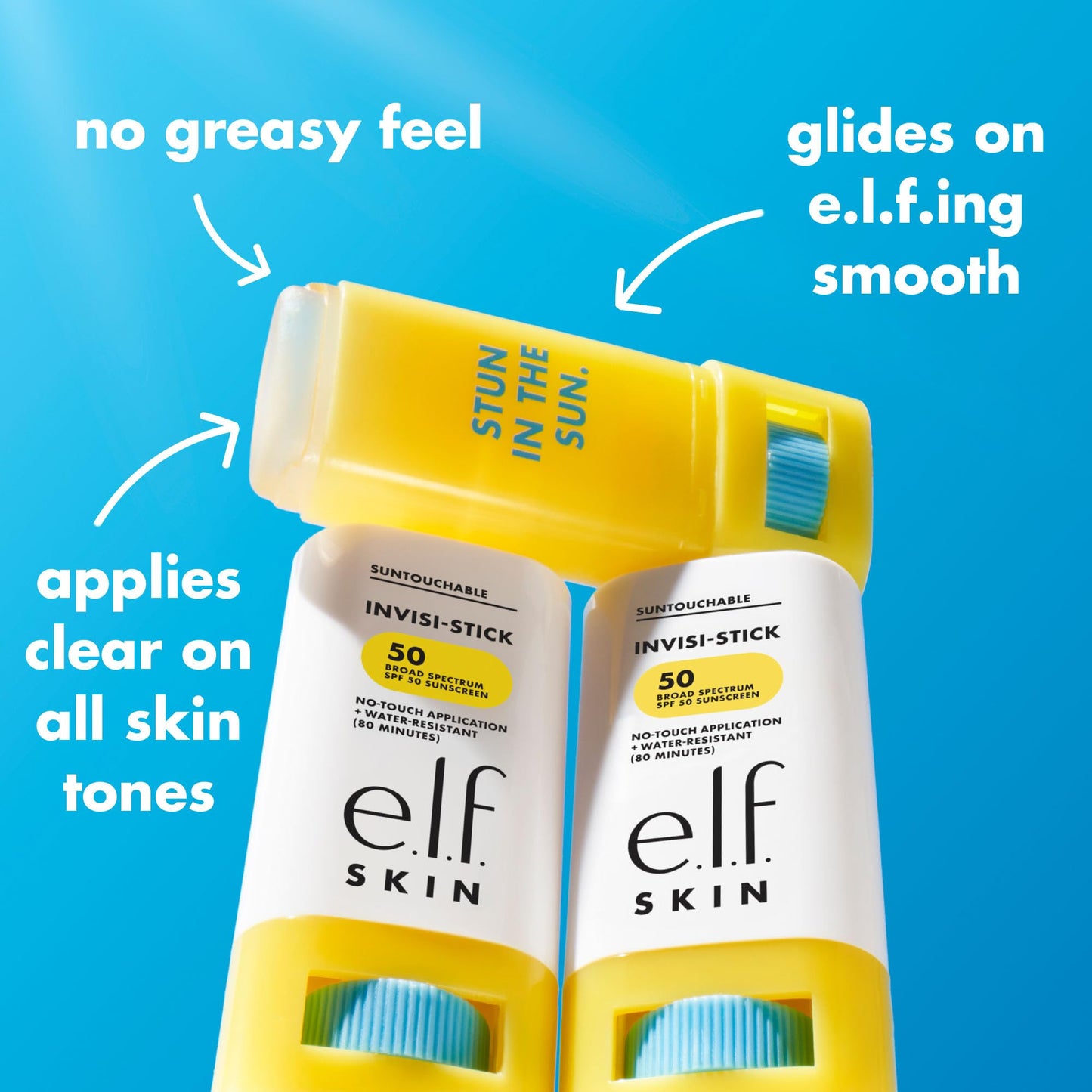 e.l.f. SKIN Suntouchable Invisi-Stick SPF 50, Clear Sunscreen For A Natural Finish, Made With Moisturizing Sunflower Seed Oil, Vegan Beauty & Personal Care e.l.f.