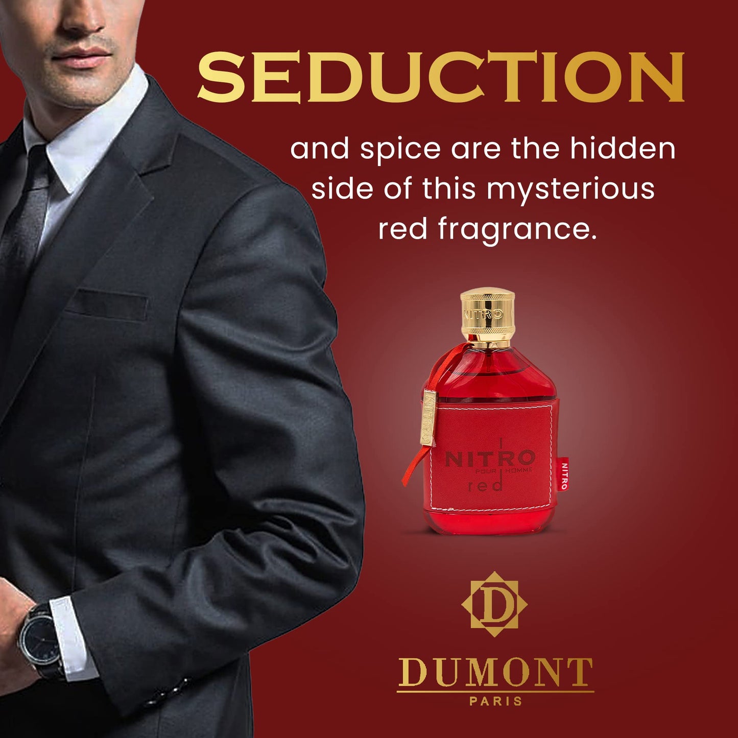 Dumont Nitro Red 3.4 Fl Oz Eau De Parfum for Men - Rich Fruity Woody Floral Fragrance - Luxurious Long Lasting Scent Beauty and Personal Care Dumont