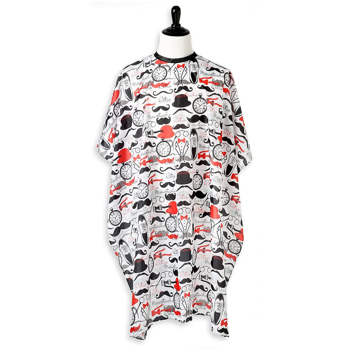 Hair Cutting Cape For Professional Barbers, Salons, and At Home Stylists Red Retro Mustache With Adjustable Neck Hair Stylist and Barber Accessories