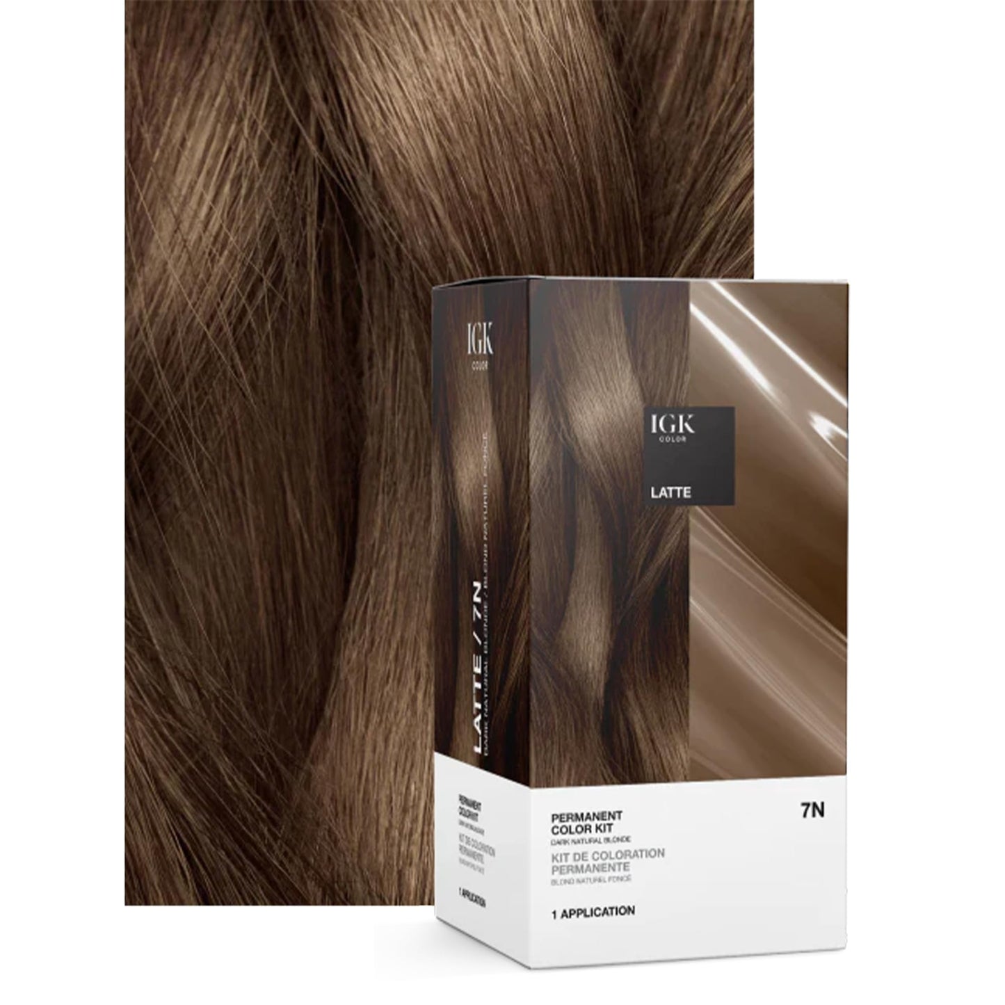 IGK Permanent Hair Color Kit | 7 N Latte - Dark Natural Blonde | 100% Gray Color Coverage + Strengthen + Shine | Ammonia Free Beauty & Personal Care IGK