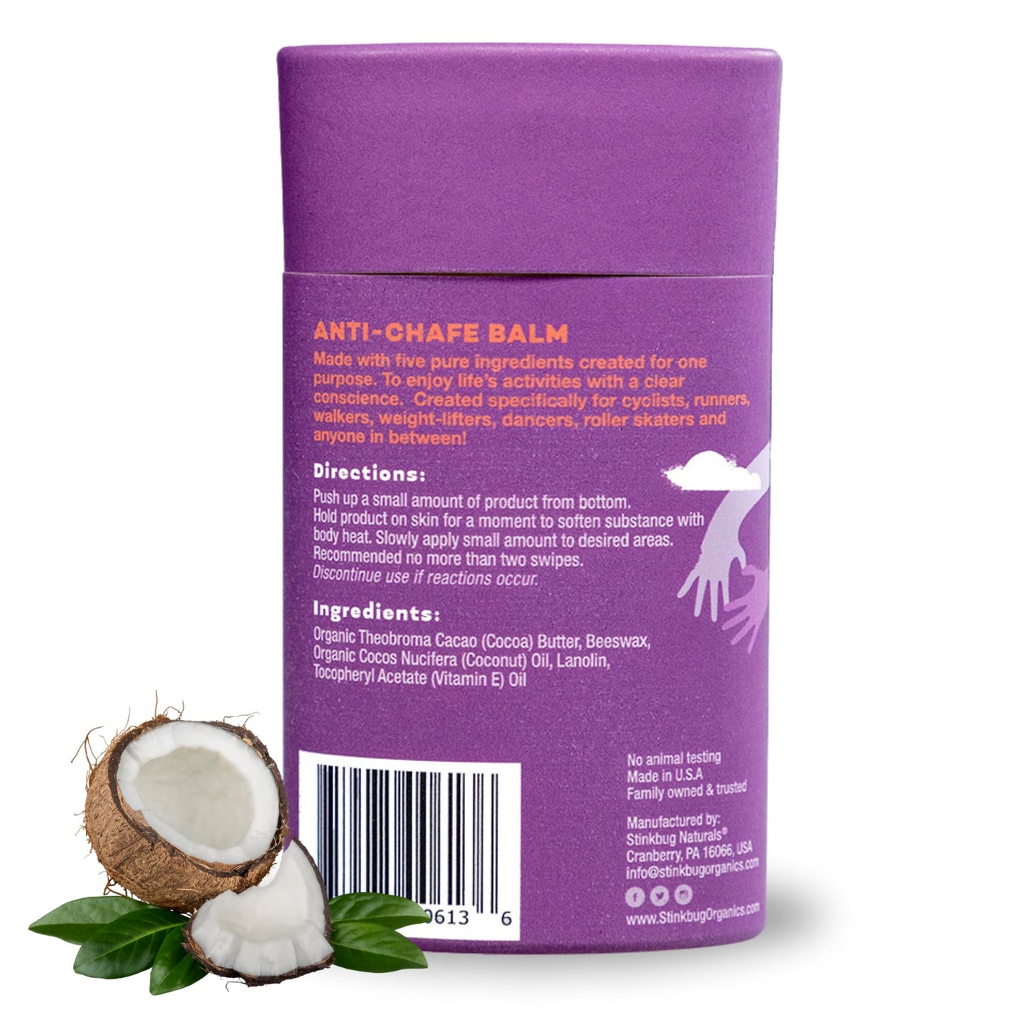 Stinkbug Naturals Organic Plastic Free Anti-Chafe Balm Stick, 100% Natural Ingredients, Aluminum Free Packaging, 2.45 Ounce Pack of 2 Beauty and Personal Care Stinkbug