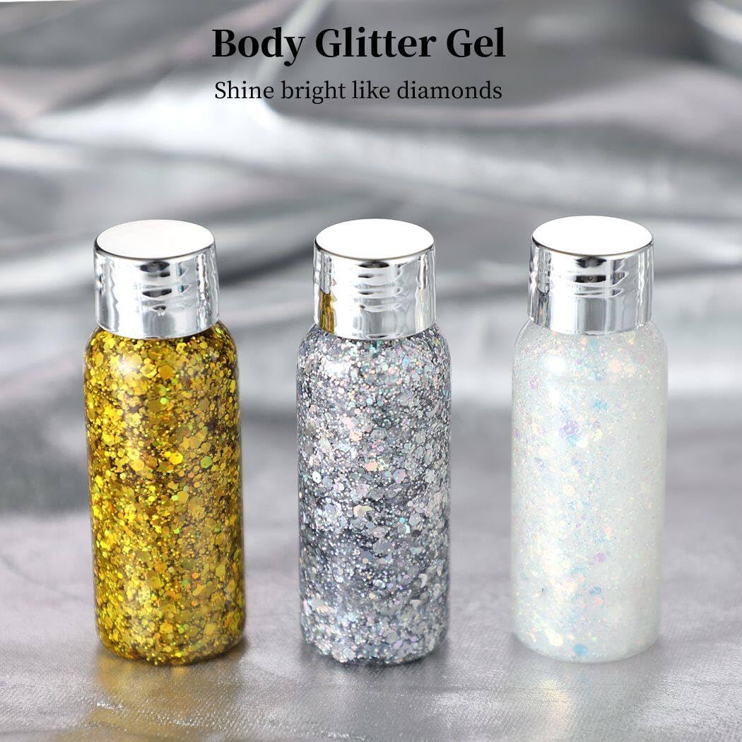 BOSREROY 3 Pack Holographic Glitter Body Gel - Liquid Sequin Sparkle for Festive Occasions Beauty & Personal Care BOSREROY