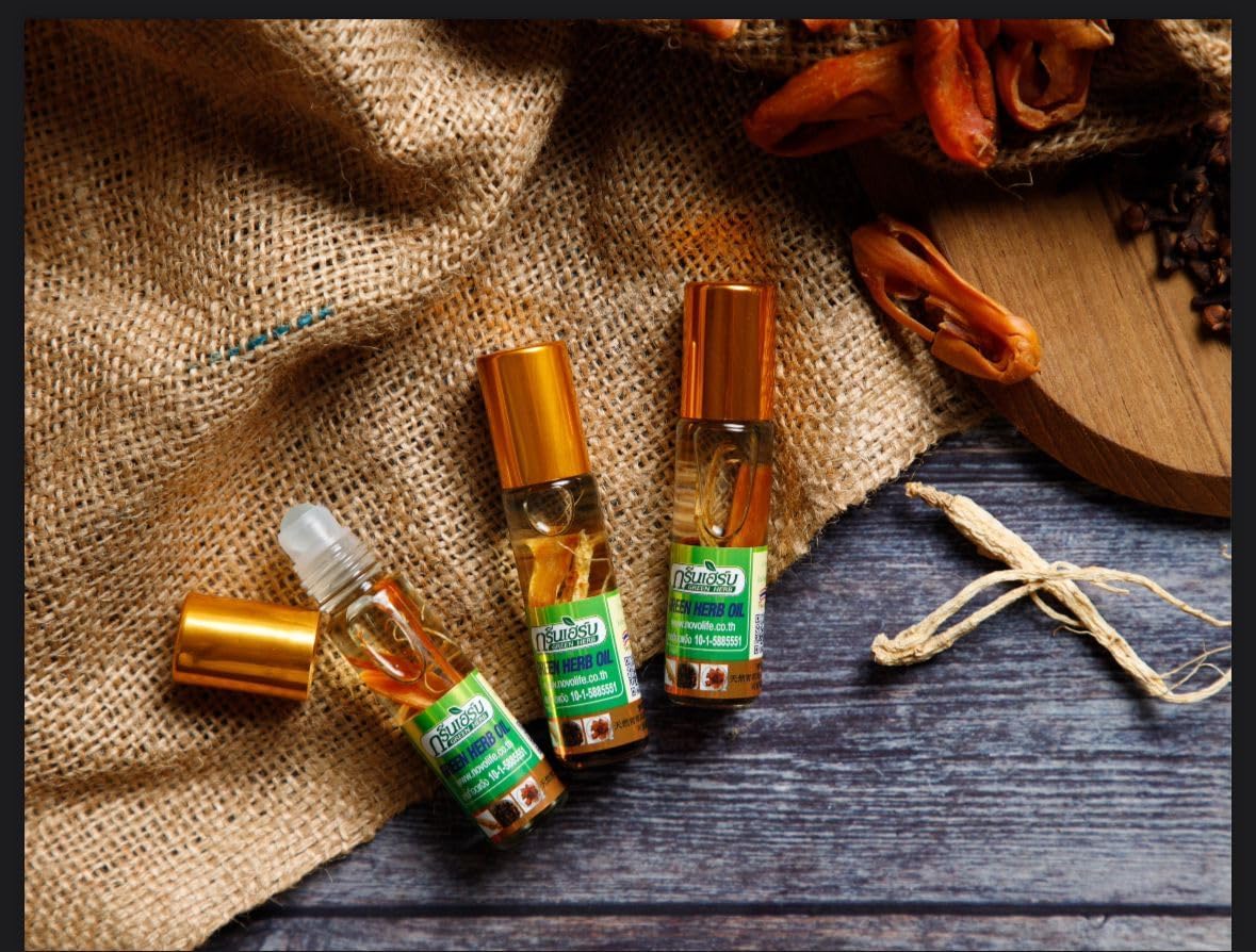 AAKRISHI Thai Green Herb Oil - 8ml (Pack of 1) Beauty and Personal Care AAKRISHI