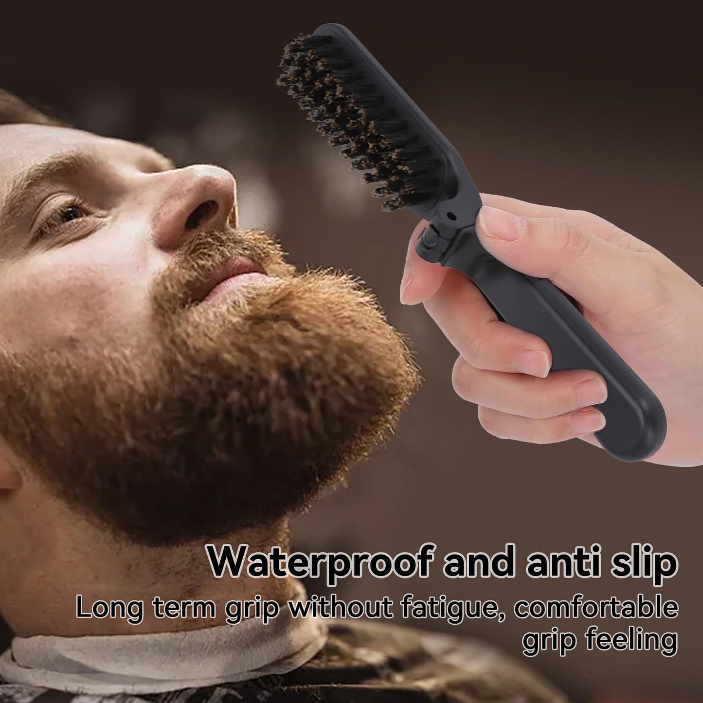 Foldable Beard Brush, Soft Bristles Beard Styling Comb Men Mustache Grooming Brush Portable Hair Styling Tool for Women and Men, Household Outdoor Beauty and Personal Care Agatige