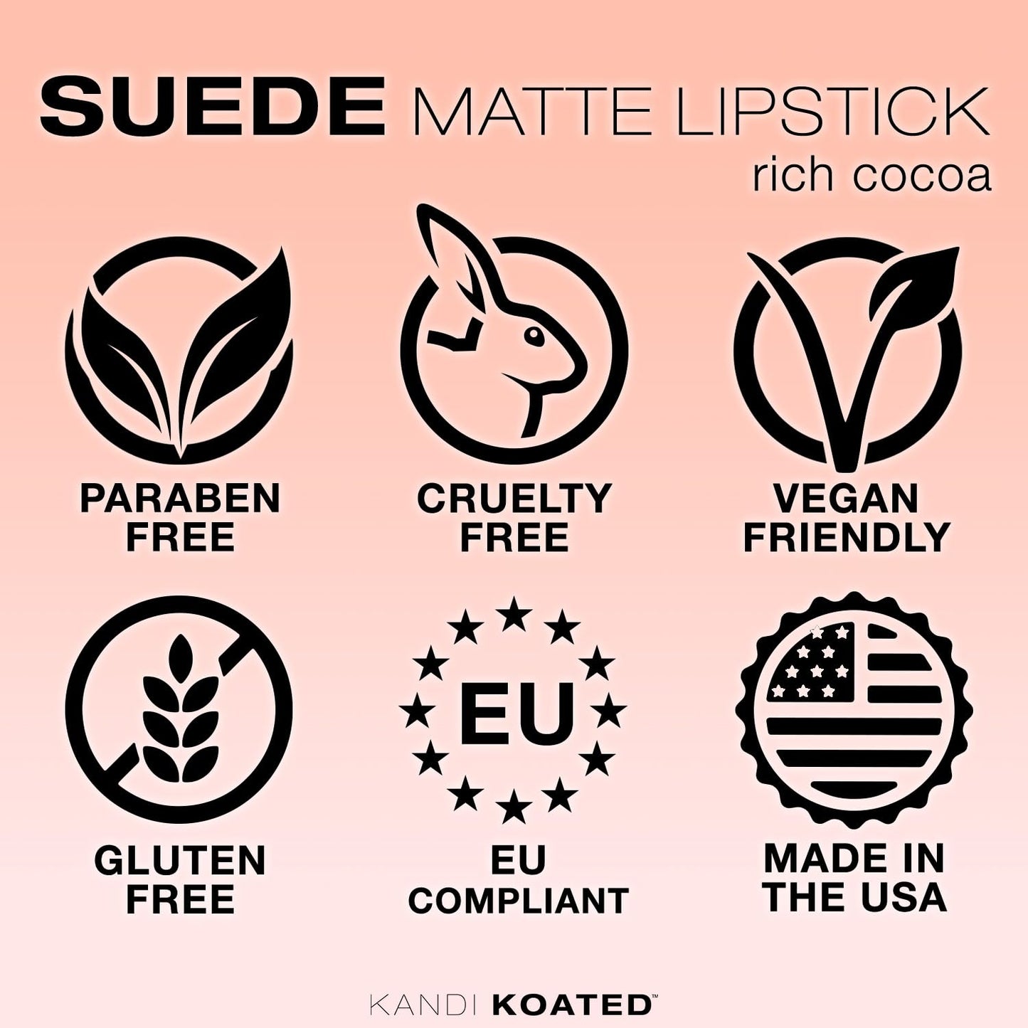 Kandi Koated Suede Matte Lipstick - Rich Cocoa Warm Mid-Tone Brown - Highly Pigmented Long-Lasting Matte Lipstick for Women - Creamy Smooth Finish - Beauty & Personal Care Kandi
