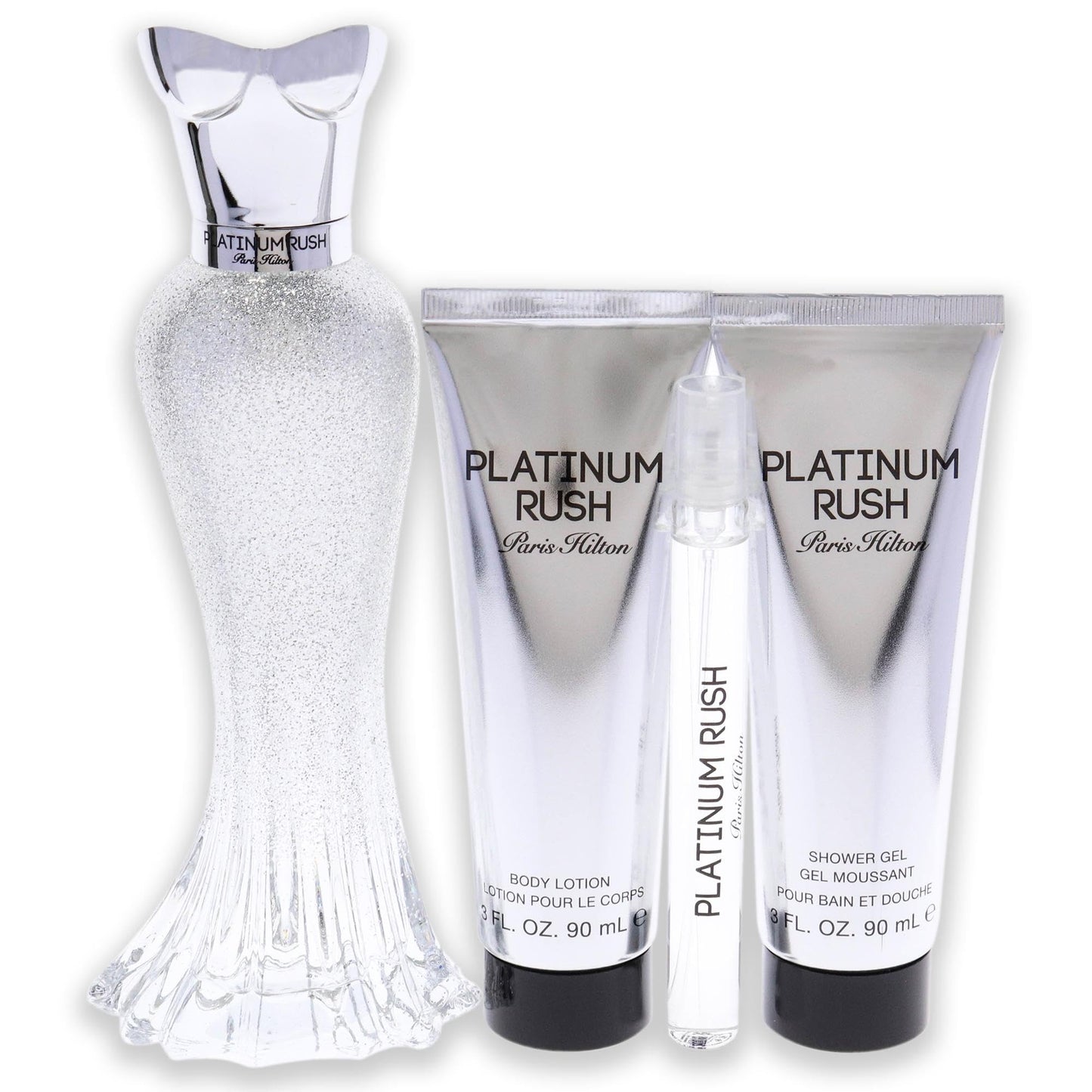Paris Hilton Platinum Rush Women 4 Pc Gift Set 3.4 oz EDP Spray, 0.33oz EDP Spray, 3oz Body Lotion, 3oz Shower Gel Beauty & Personal Care Paris Hilton
