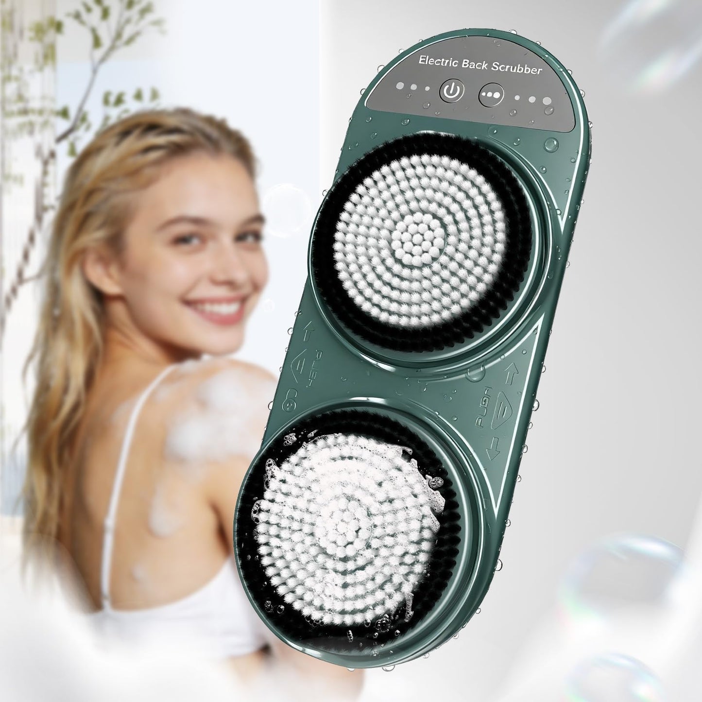 Electric Back Scrubber for Shower - Wall Mounted Exfoliating Brush, Hands-Free Automatic Body Scrubber, 3-Speed Adjustment with 2 Spin Skin Bath Brush Beauty and Personal Care JangwaNN