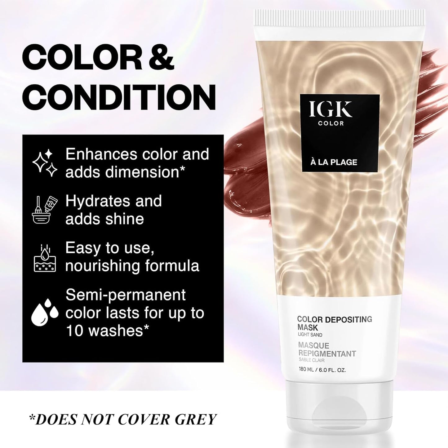 IGK A La Plage | Light Sand Blonde Hair Gloss + Color Depositing Kit | Boost Shine, Enhance Blonde Tones, Refresh Color | Semi Permanent At-Home Beauty & Personal Care IGK