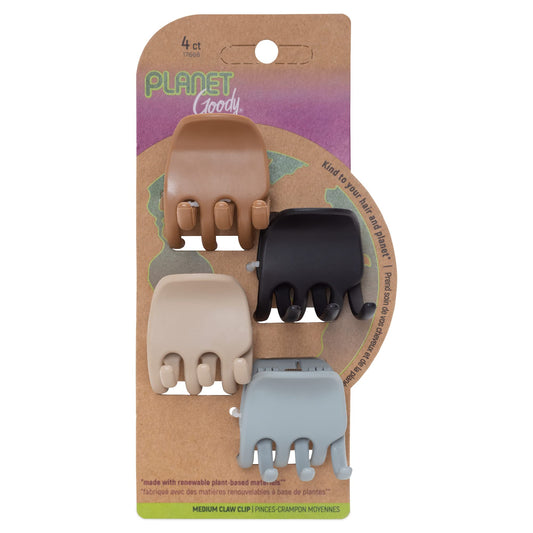 GOODY Planet Heritage Medium Claw Clips - 4-Pack, Assorted Neutral Colors- For Easily Pulling Up Your Hair - Pain-Free Hair Accessories For Women Beauty & Personal Care GOODY