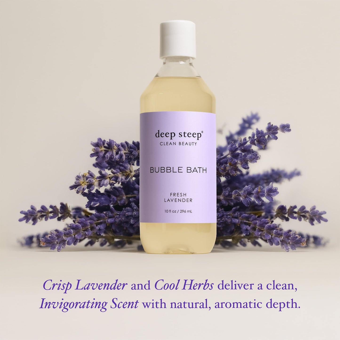 Deep Steep Bubble Bath, Fresh Lavender, 10 oz - Soothing Soak with Shea Butter, Argan Oil, Aloe Vera & Coconut Oil - Vegan, Sulfate-Free, PH-Balanced Beauty & Personal Care Deep Steep