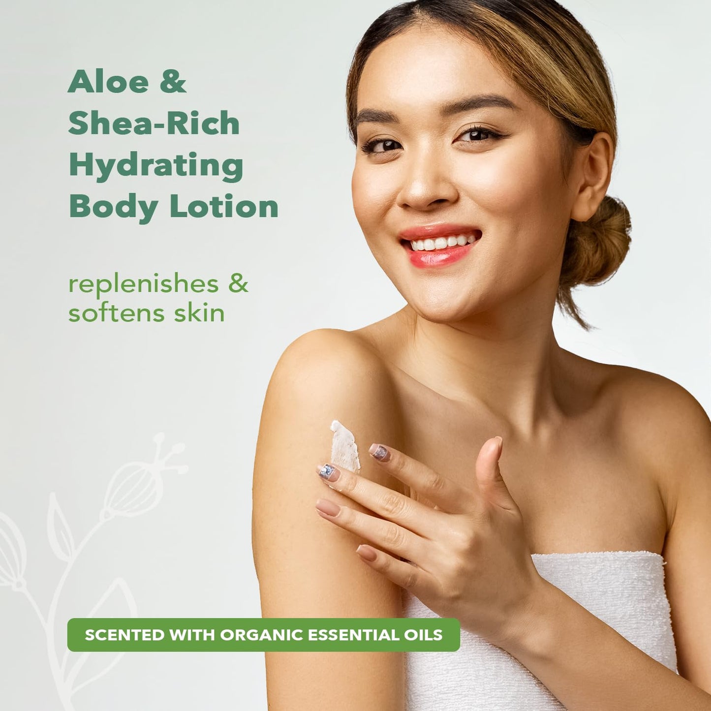 Nourish Organic Body Lotion, Almond Vanilla - Hydrating Body Lotion for Dry Skin with Aloe Vera & Shea Butter (8 Oz) + Washable Cotton Round Beauty & Personal Care Nourish Organic