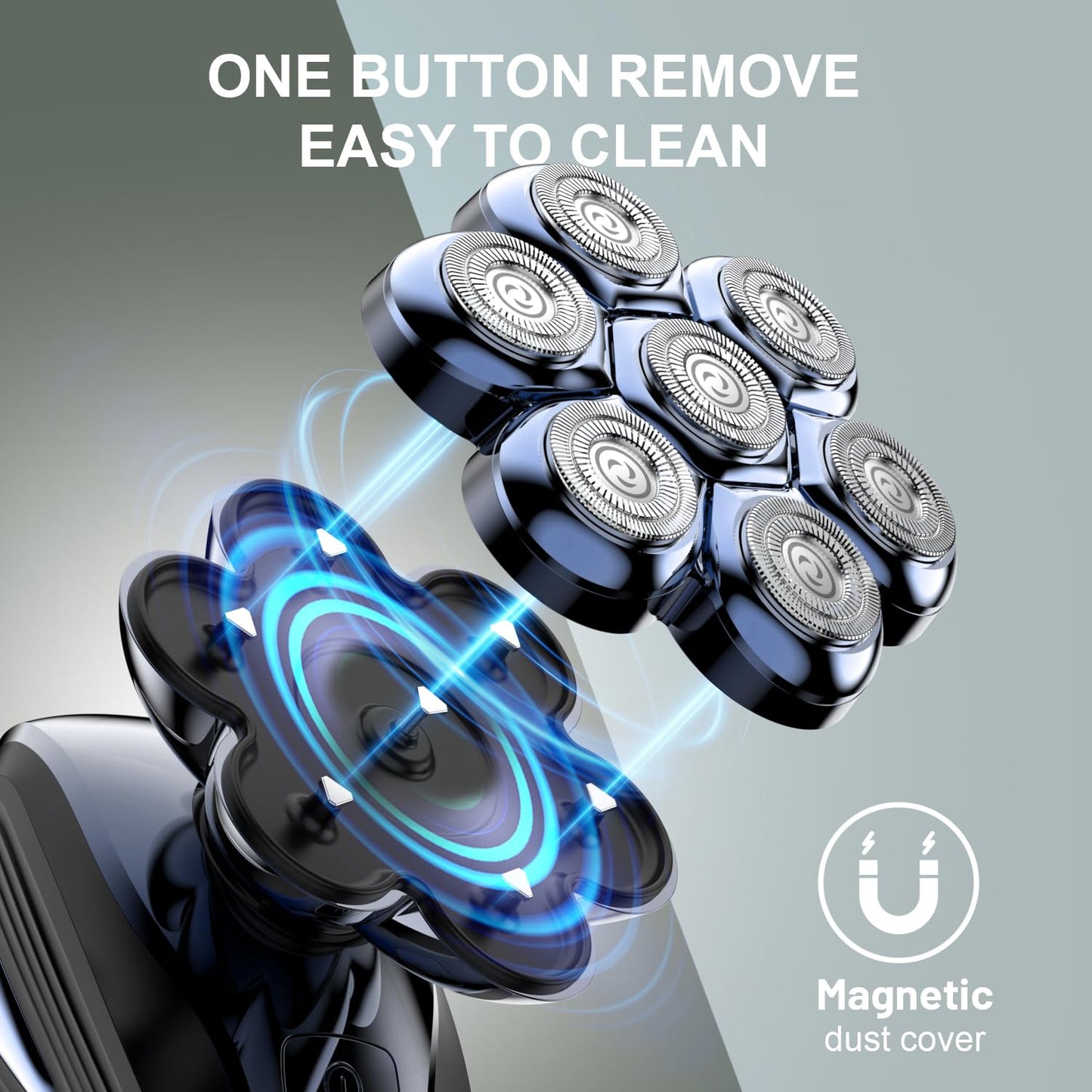 Head Shavers for Bald Men: Upgraded Detachable Head Shaver - IPX7 Waterproof Wet or Dry Electric Razor for Men - 7D LED Display Rechargeable Shaving Beauty and Personal Care Cyruzi