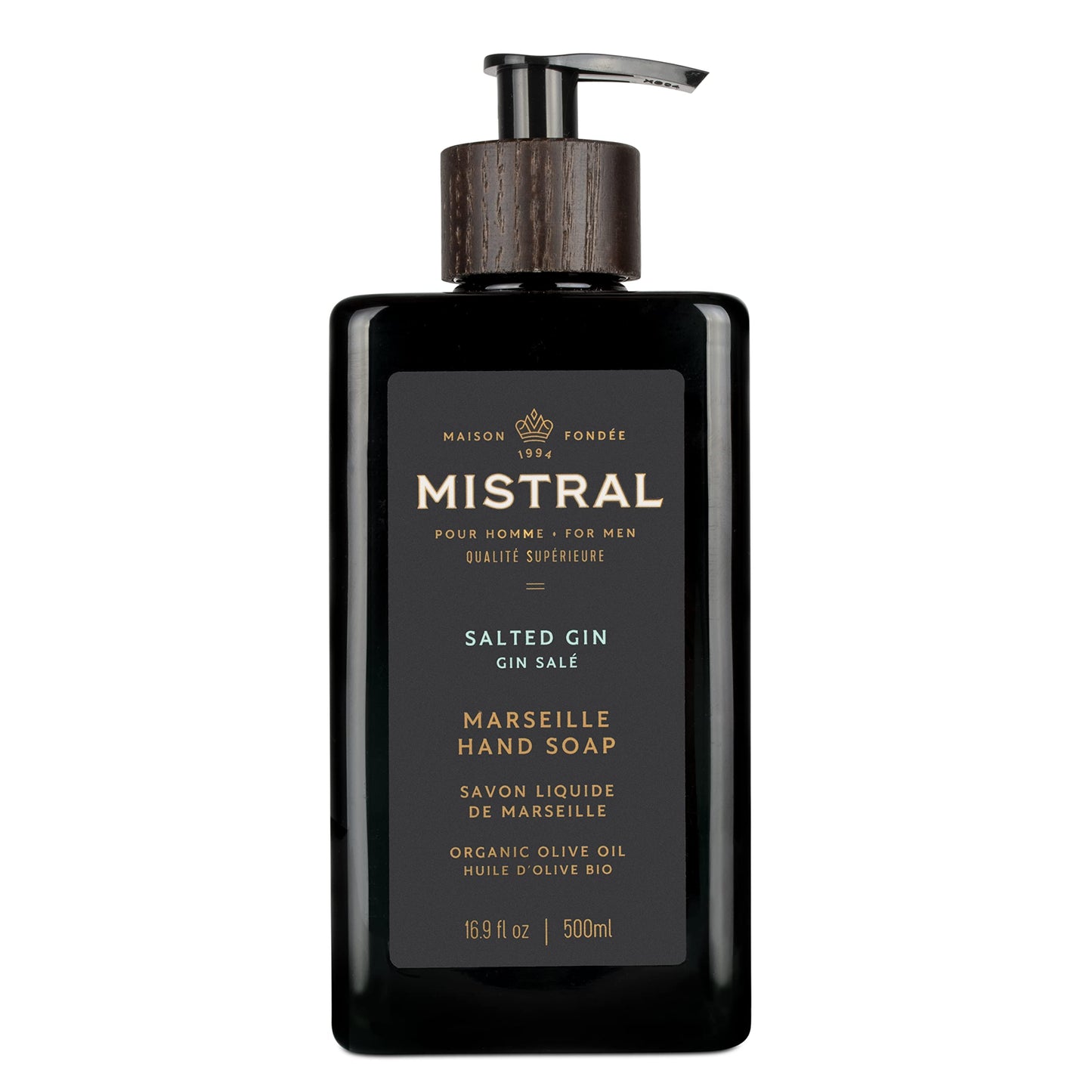 Mistral Salted Gin Liquid Hand Soap for Men | Luxury Moisturizing Handsoap with Organic Olive Oil, Glycerin and Coconut Oil | Rich Lather | Beauty & Personal Care Mistral