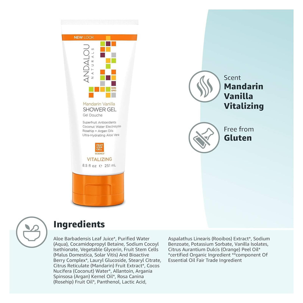 Andalou Naturals Mandarin Vanilla Vitalizing Shower Gel, 8.5 Ounce Beauty & Personal Care Andalou Naturals