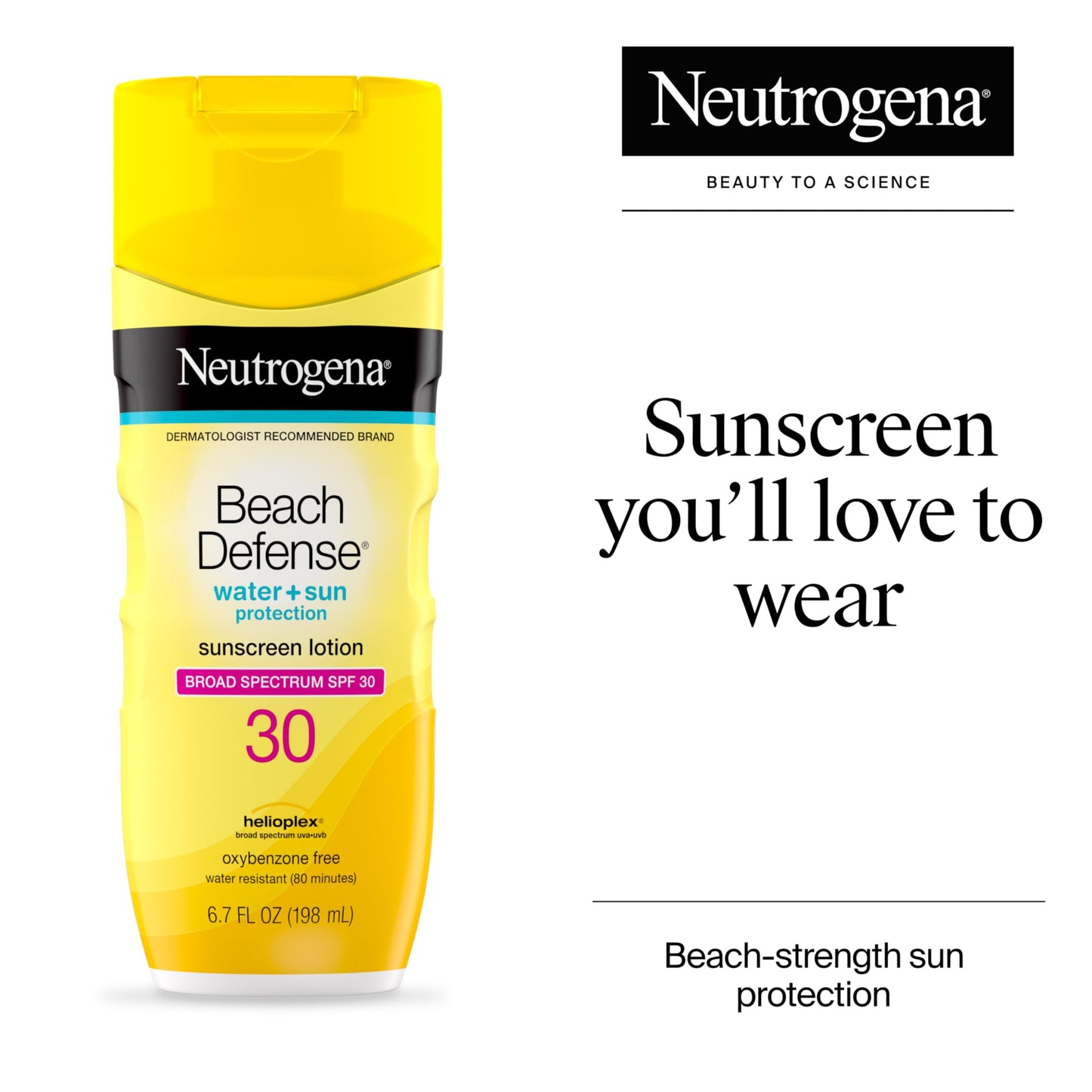 Neutrogena Sunscreen Lotion Beach Defense SPF 30, Face and Body Sunscreen, Hawaii Reef Act 104 Compliant, Octinoxate & Oxybenzone Free, Oil Free, Fast Beauty & Personal Care Neutrogena