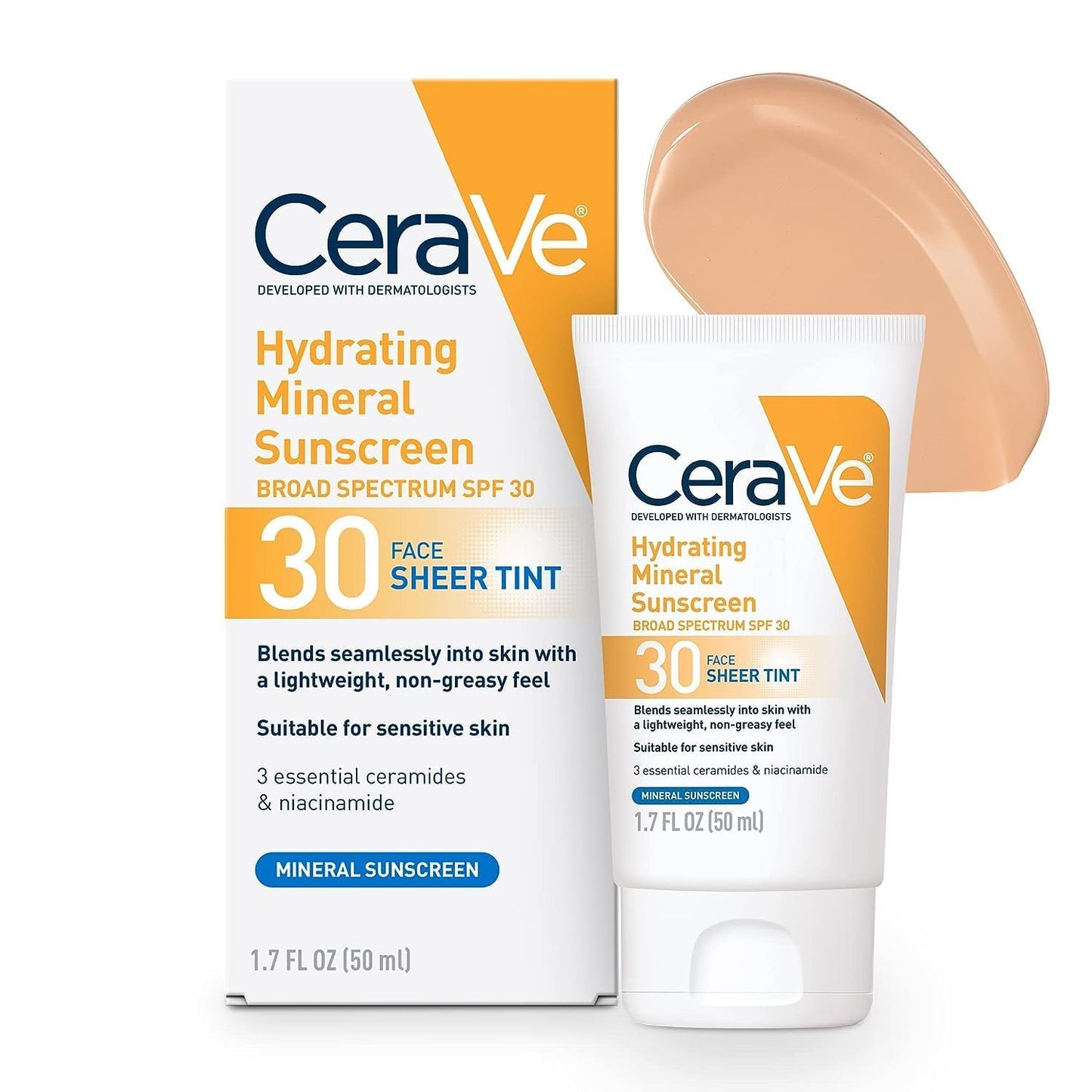 CeraVe Tinted Sunscreen with SPF 30 | 1.7 Fluid Ounce Mineral Sunscreen 1 Pack Beauty & Personal Care CeraVe