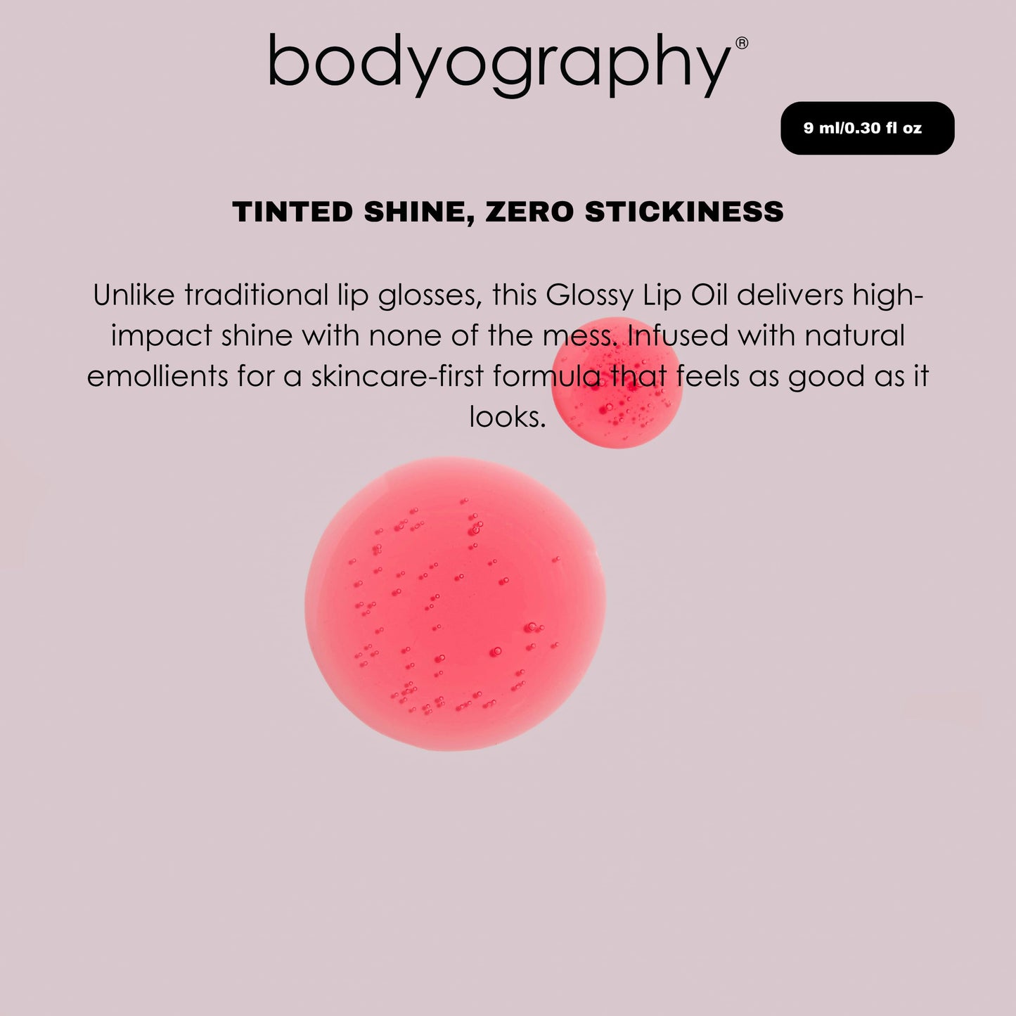 Bodyography Glossy Lip Oil with Plant Squalane & Jojoba | Hydrating Pink Tint Lip Gloss for All Skin Tones | Non-Sticky Vegan Lip Moisturizer with Beauty & Personal Care Bodyography