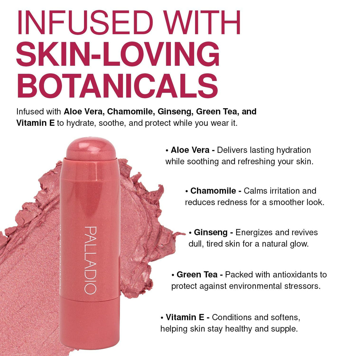 Palladio I'm Blushing 2-in-1 Cheek and Lip Tint, Buildable Lightweight Cream Blush, Sheer Multi Stick Hydrating formula, All day wear, Easy Beauty & Personal Care Palladio