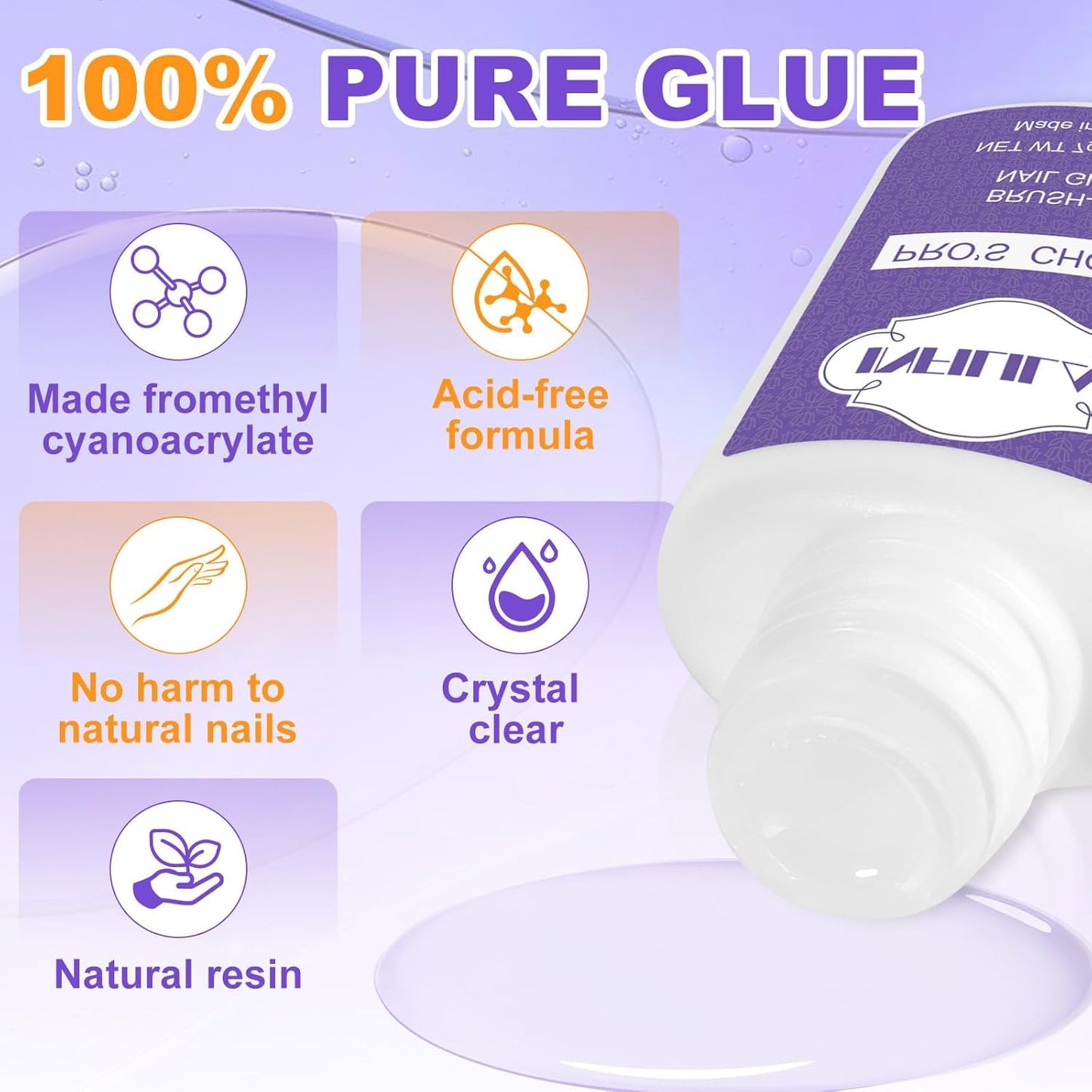 NXJ INFILILA Nail Glue, Professional Brush On Nail Glue, Nail Glue for Acylic Nails, Nail Glue for Press On Nails Fasle Nails Fake Nails Tips Glue Beauty & Personal Care NXJ INFILILA