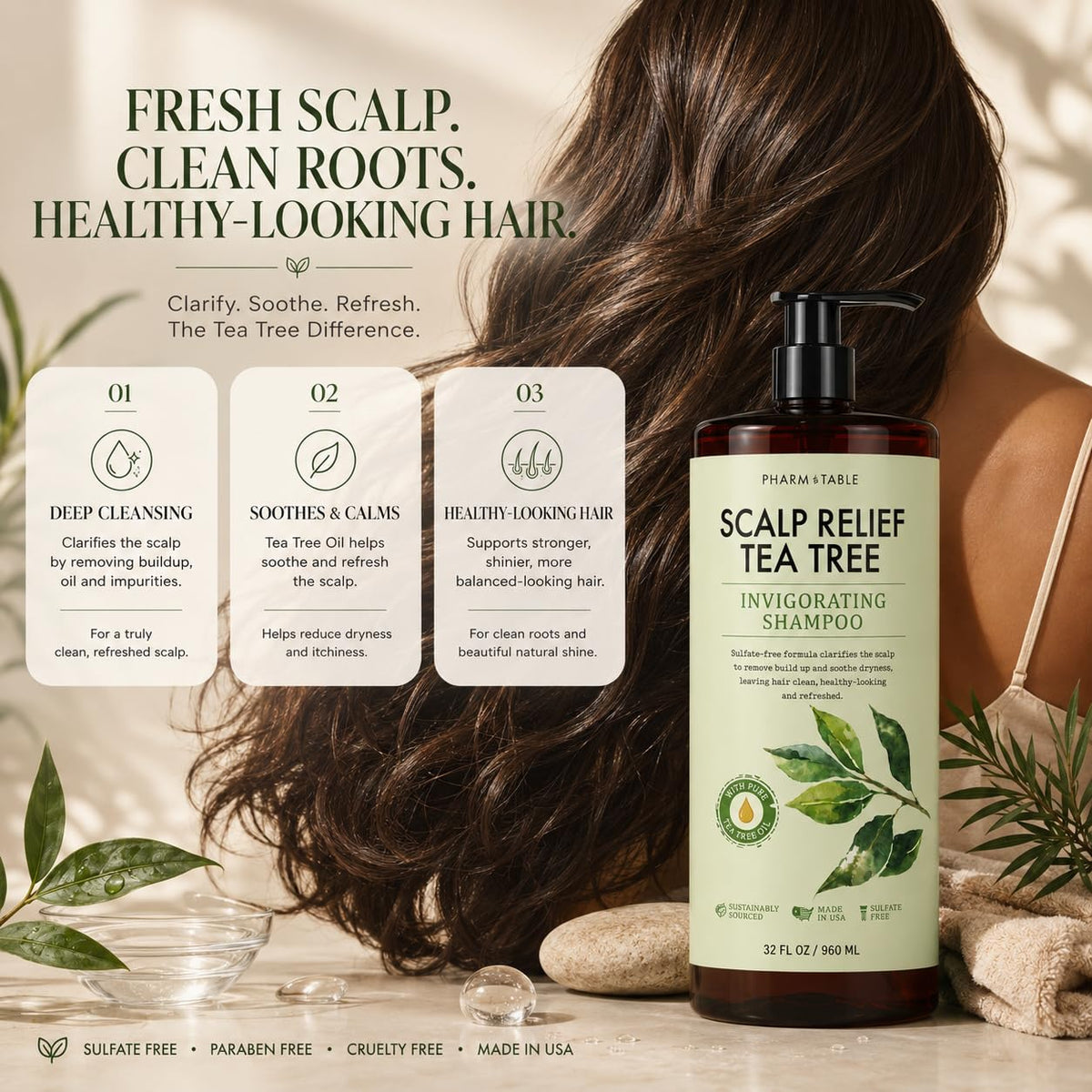 PHARM TO TABLE Scalp Relief Tea Tree Shampoo 960ml