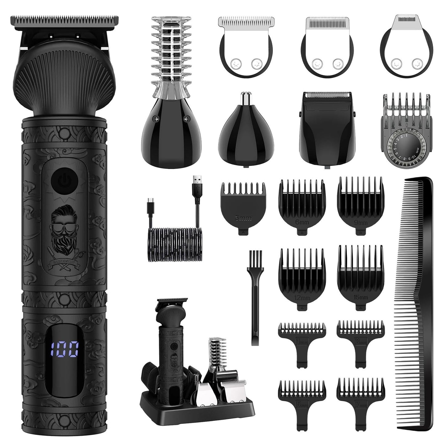 QDKVTNDJZ Hair Clippers for Men, 7 in 1 Trimmer Blades Changeable Electric Baber Haircut Machine Body Nose Set for Beauty and Personal Care QDKVTNDJZ