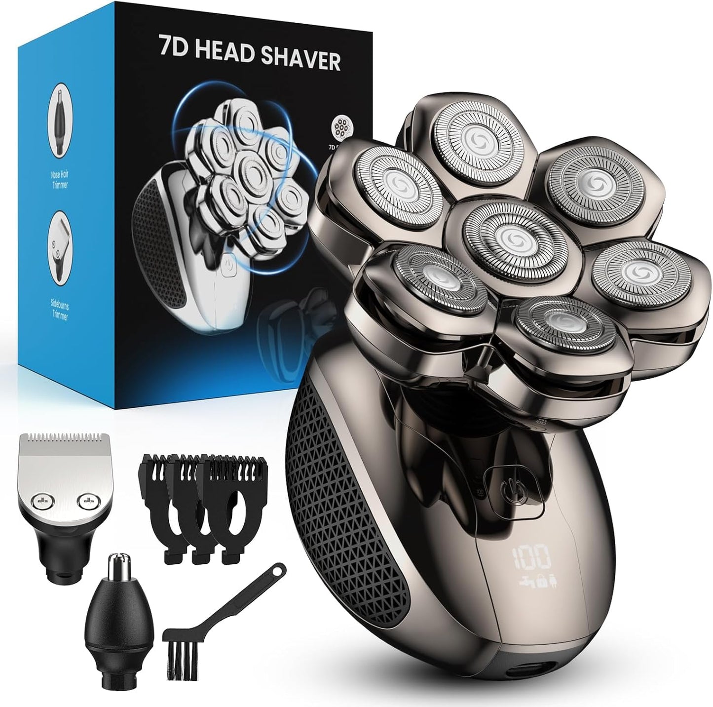 7D Head Shaver for Bald Men, IPX7 Waterproof Electric Beauty and Personal Care feysfew