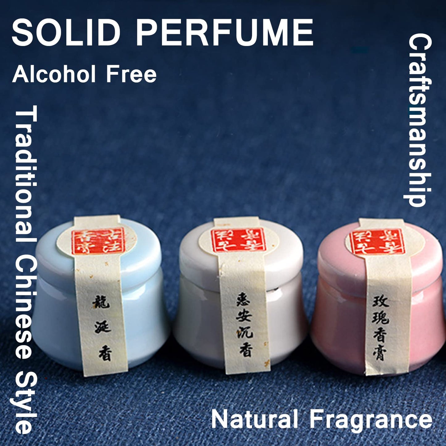 Grospe 3PCS Solid Balm Sets - Solid Perfume Portable Pocket Ceramic Jar - Perfect for Travel Use - Natural Rose Ambergris Ebony Fragrance for Men Beauty & Personal Care Grospe