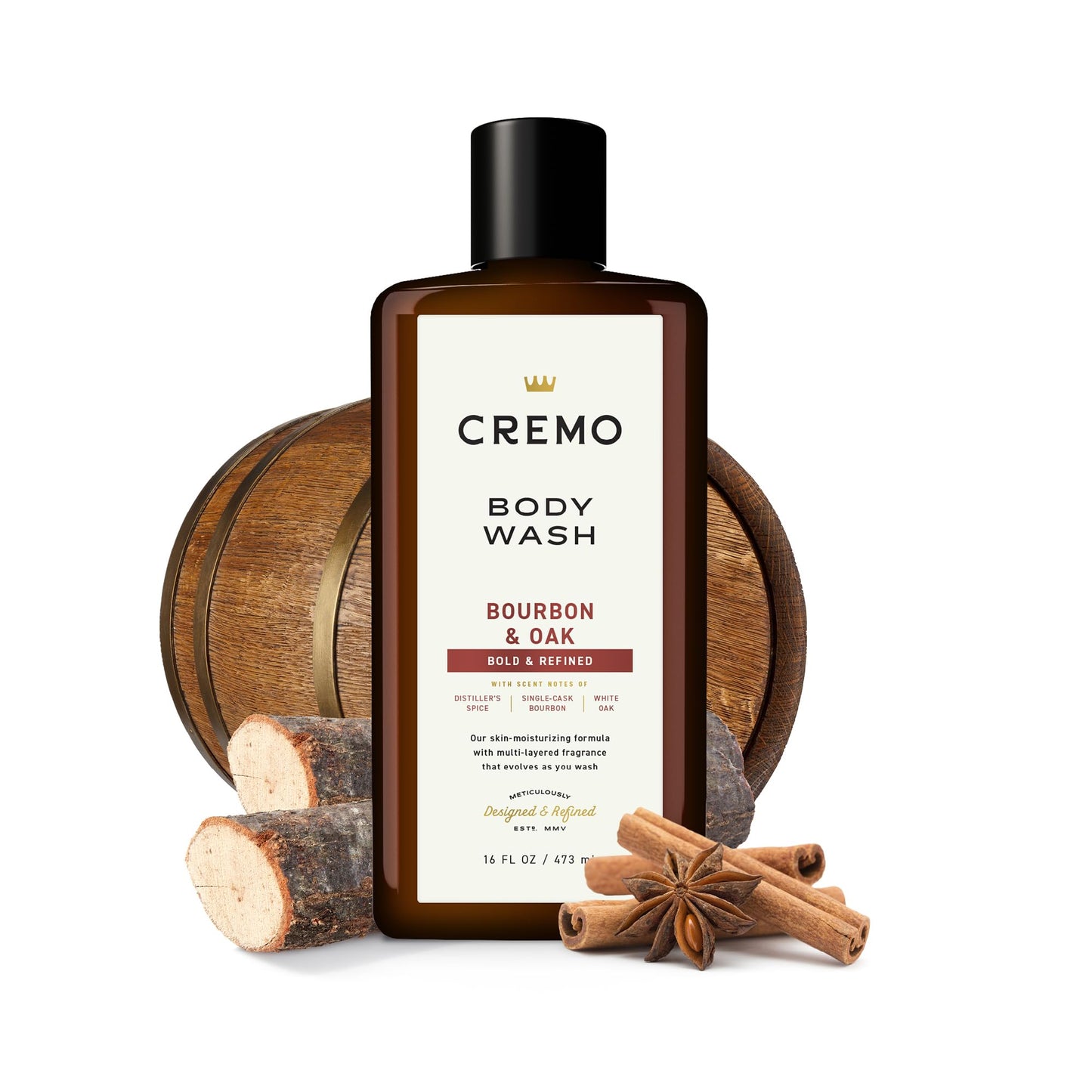 Cremo Rich-Lathering Bourbon & Oak Body Wash, A Sophisticated Blend of Distillers Spice,16 Fl Oz (2-Pack), Packaging may vary Beauty & Personal Care Cremo