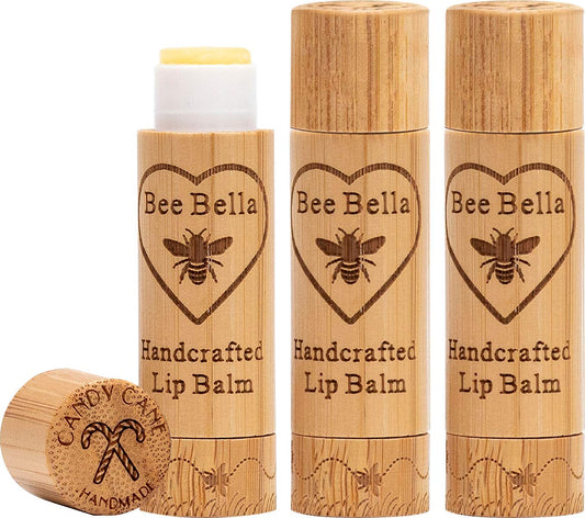Bee Bella Lip Balm, Candy Cane, 3 Pack - Hydrating, Moisturizing Lip Care, 100% Natural, Original Organic Beeswax with Vitamin E, Handmade in USA Beauty & Personal Care BEE BELLA