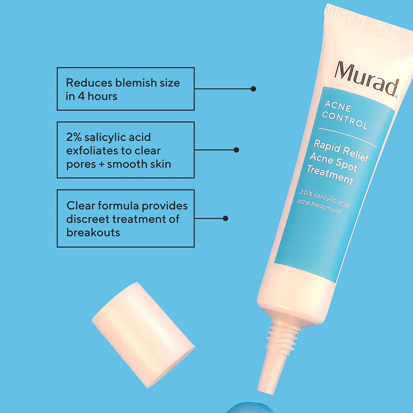 Murad Rapid Relief Acne Spot Treatment - Acne Control Max Strength 2% Salicylic Acid Invisible Gel Spot Solution for Fast Acne Relief - Reduces Beauty and Personal Care Murad