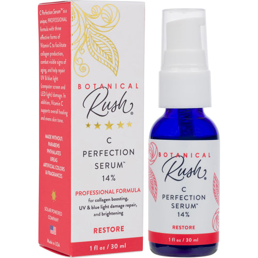 Botanical Rush C Perfection Vitamin C Serum - 14% Vitamin C Complex with Vitamin E - Brightening, Dark Spot & Collagen Support Serum for Radiant Face Beauty & Personal Care BOTANICAL RUSH