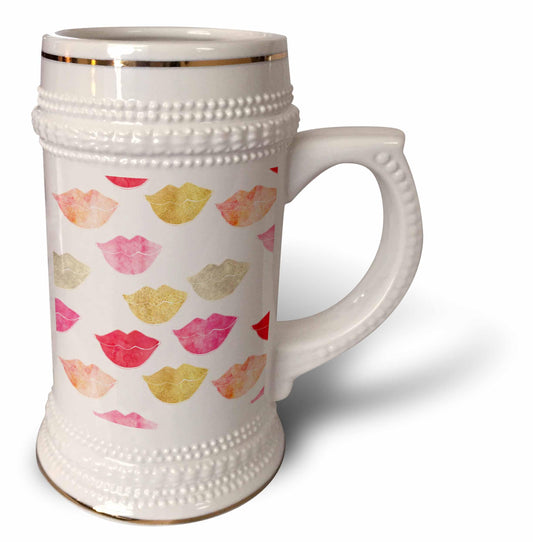 3dRose Glam Lips - Stein Mug, 18oz , 22oz, White Beauty and Personal Care 3dRose