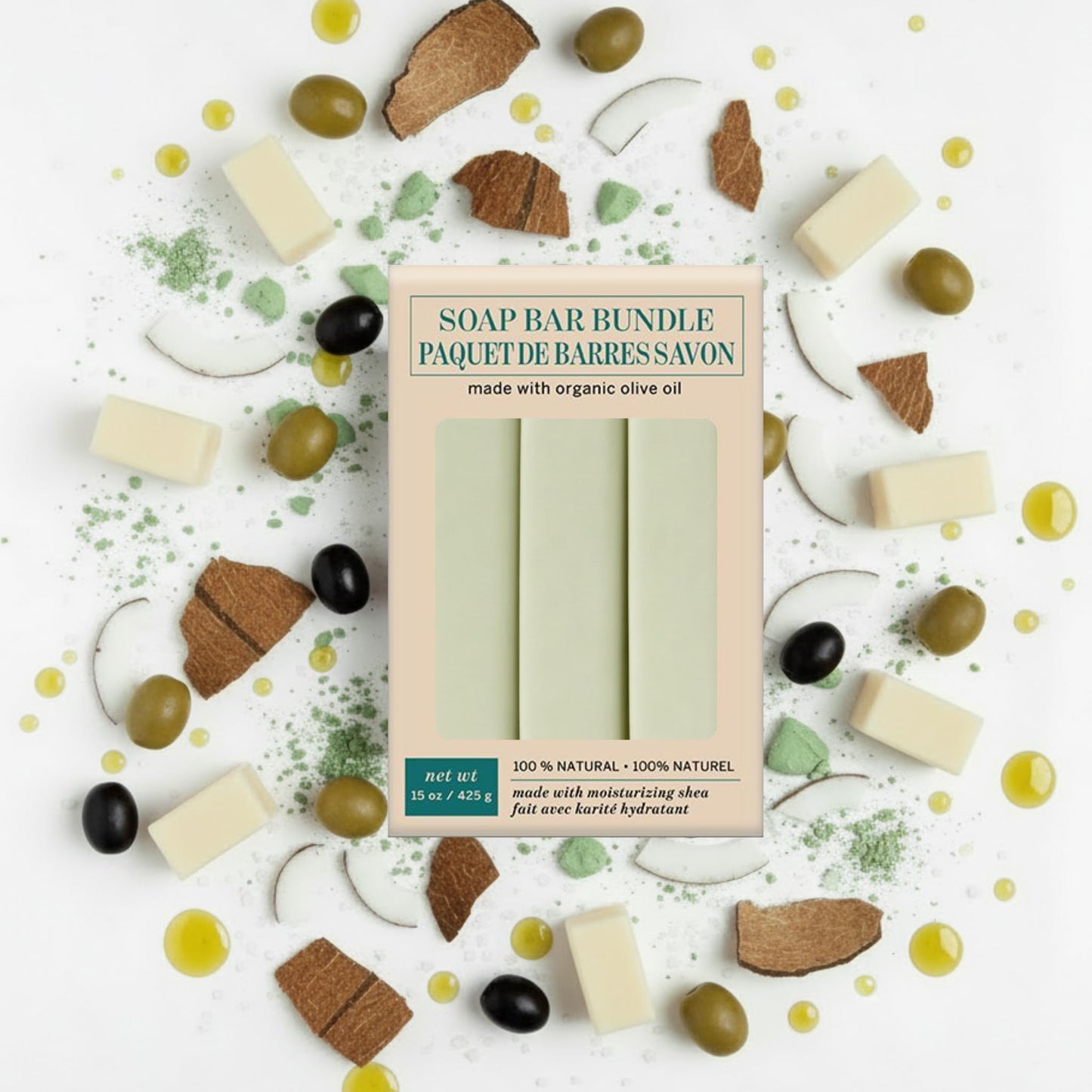 Olivia Care Moisturizing Bar Soap Pack by Natural & Organic Infused with Coconut, Shea Butter & Green ClayDeep Clean, Refreshing, Moisturizing Beauty & Personal Care Olivia Care