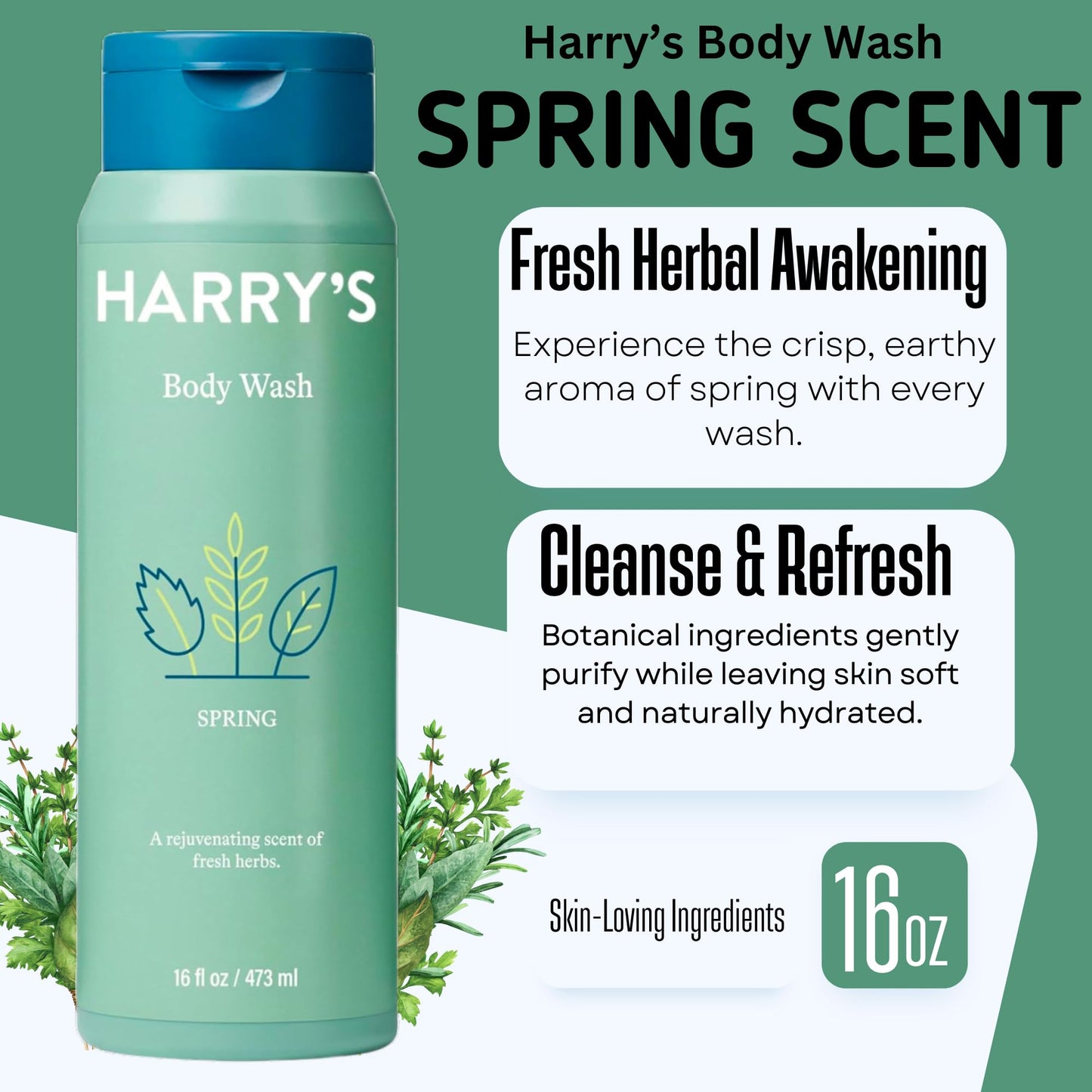Harry's Men's Body Wash, 18 Fl oz (Pack of 4) | Men's Body Wash and Shower Gel Variety Pack - Stone, Redwood, Fig & Spring Scent | Sulfate-Free Beauty & Personal Care Harry's