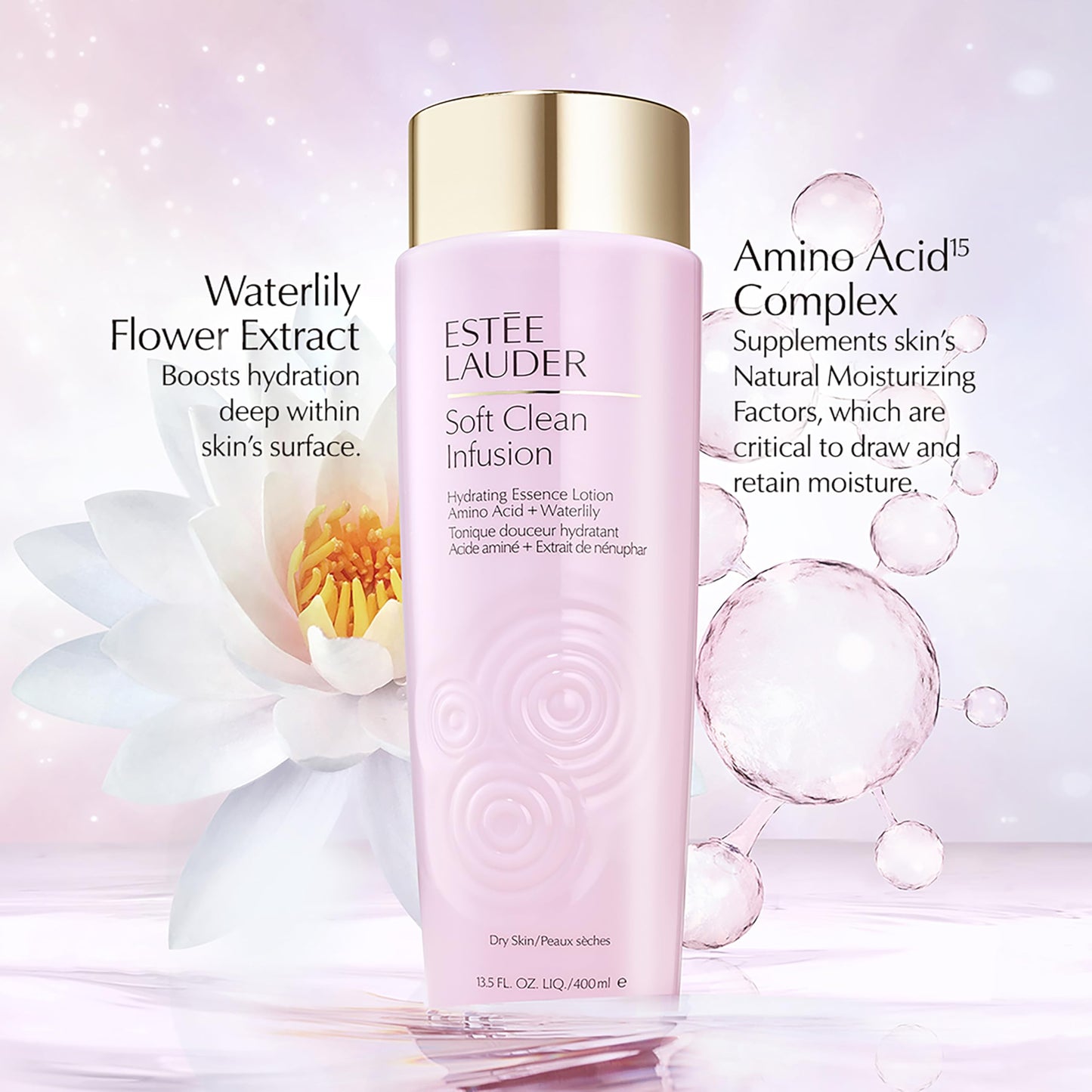 Estée Lauder Soft Clean Infusion Hydrating Skin Essence Face Lotion Toner with Amino Acid + Waterlily, 13.5 Fl Oz Beauty & Personal Care Estée Lauder
