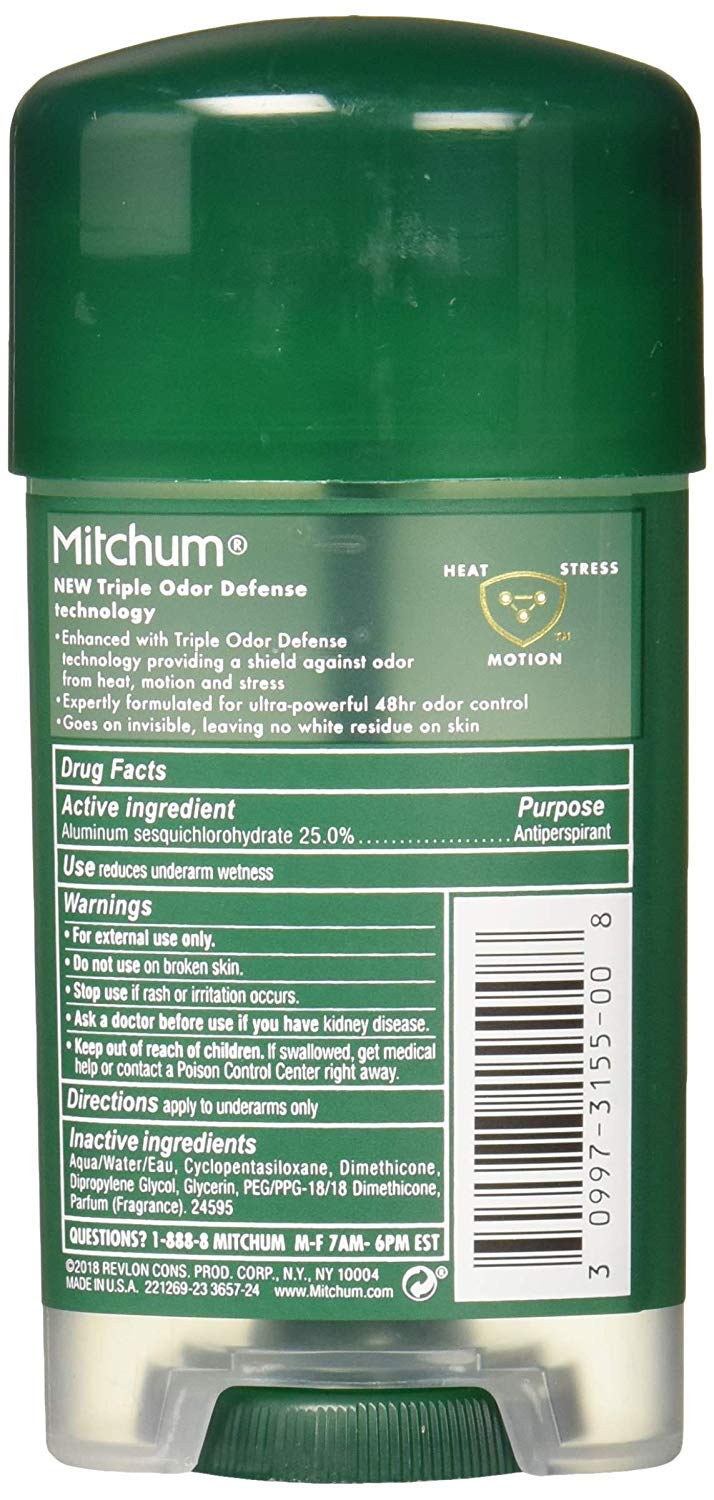 Mitchum Clear Gel Anti-Perspirant & Deodorant, Unscented for Men, 2.25 Oz (3 Pack) Beauty and Personal Care Mitchum