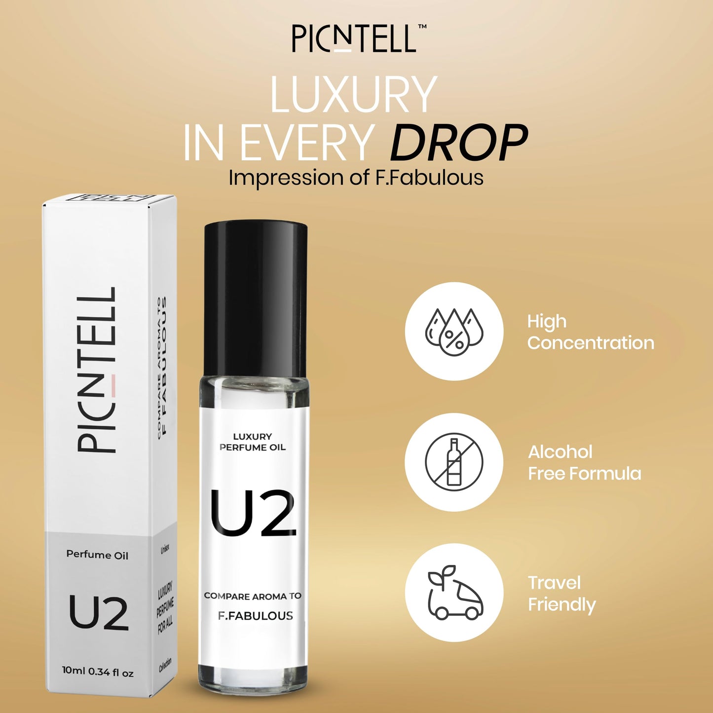 PICNTELL U Series Impression Perfume Oil Roll-On - Unisex Travel-Friendly Fragrance Based on Iconic Luxury Scents, Long-Lasting Perfume for Men Beauty & Personal Care PICNTELL