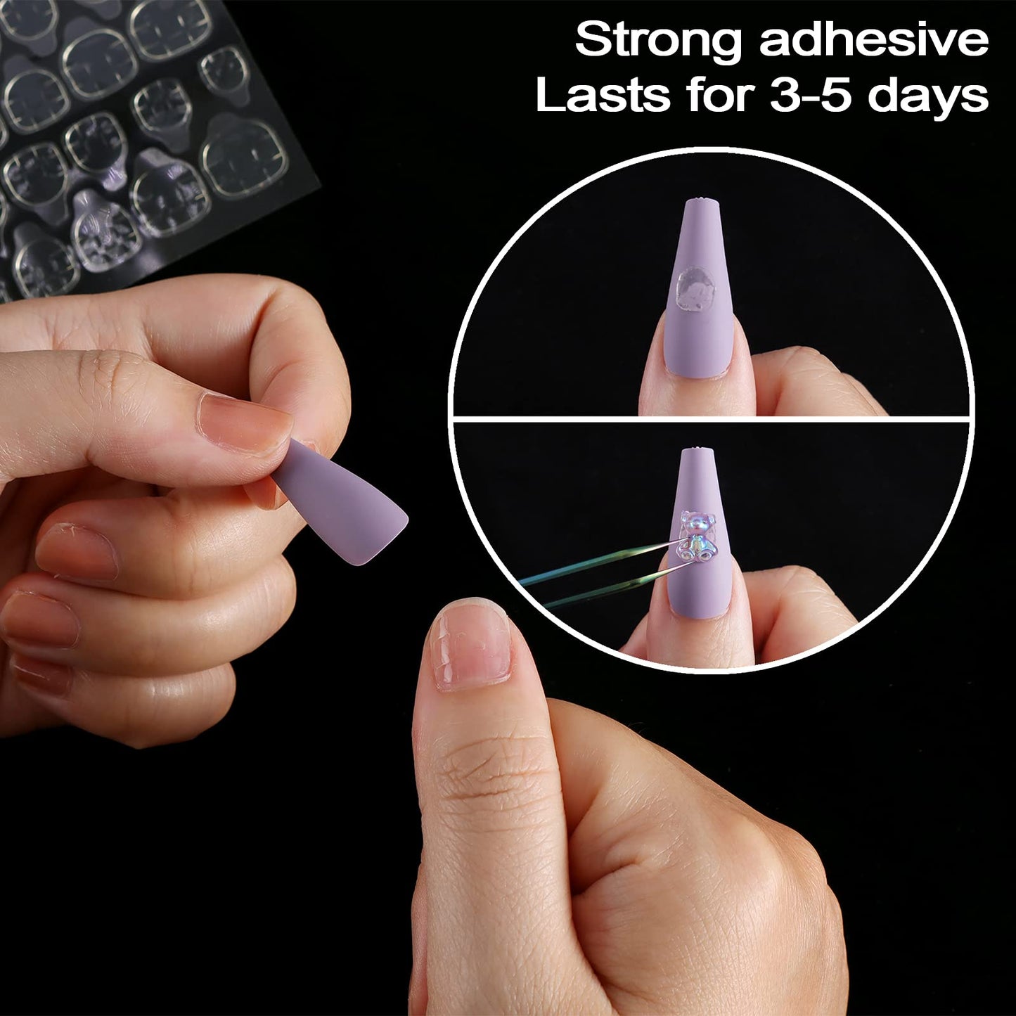 Laza 240 Pcs Thin Breathable Adhesive Tabs Fake Nail Glue Sticker 10 Sheets Super Sticky Double Sided Tips (Germany Jelly Gel) Flexible for Acrylic Beauty & Personal Care Laza