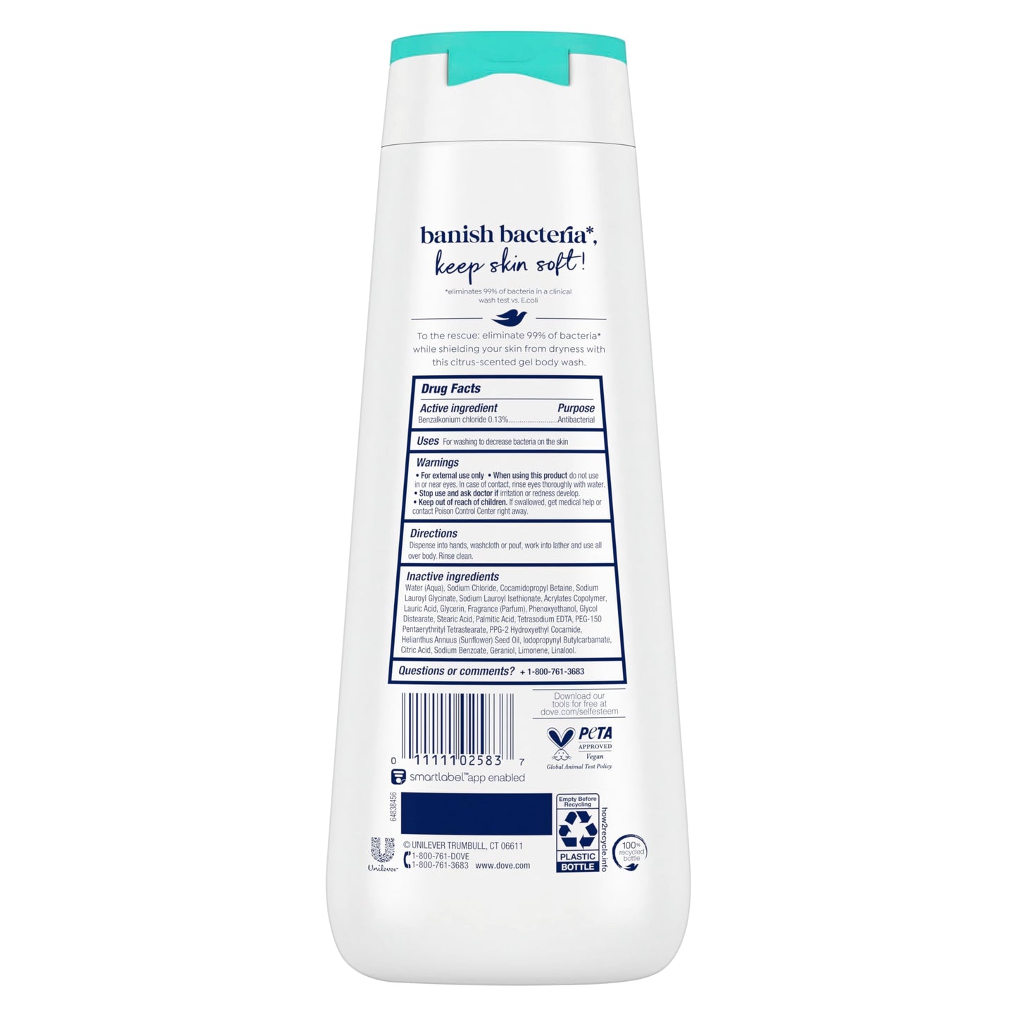 Dove Body Wash Antibacterial For All Skin Types Protects from Dryness 20 oz Beauty & Personal Care Dove