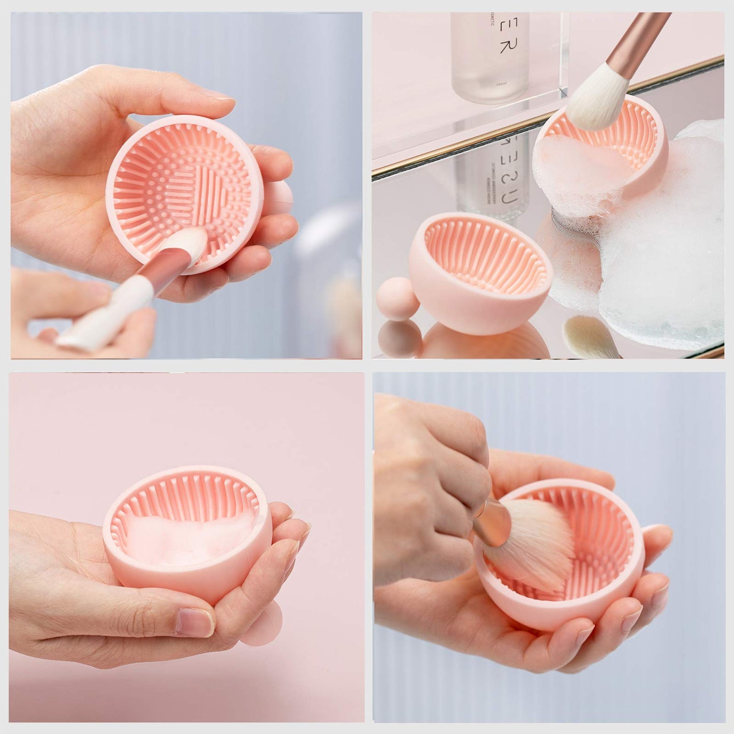 Makeup Brush Cleaner Mat?Silicone Make Up Cleaning Brush Scrubber bowl Portable Washing Tool Cosmetic Brush Cleaners for Gir?Easy Clean Beauty & Personal Care Asion