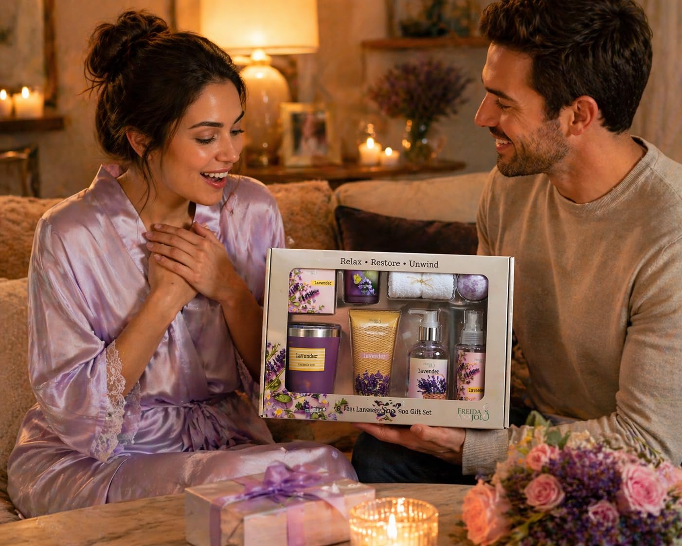 Lavender Ultimate Spa Box - Mother's Day Spa Gift Basket for Mom, Luxury Bath & Body Set, Lavender Scented Self Care Kit Beauty and Personal Care Freida and Joe