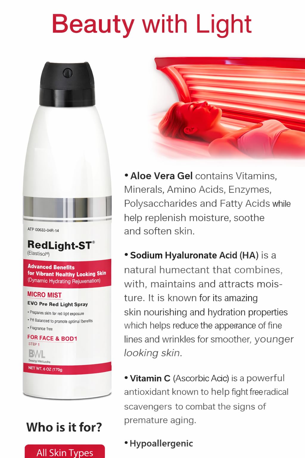 BWL RedLight-ST® Micro Mist EVO Pre Therapy Spray Step 1 - 6 oz. Beauty & Personal Care RedLight-ST