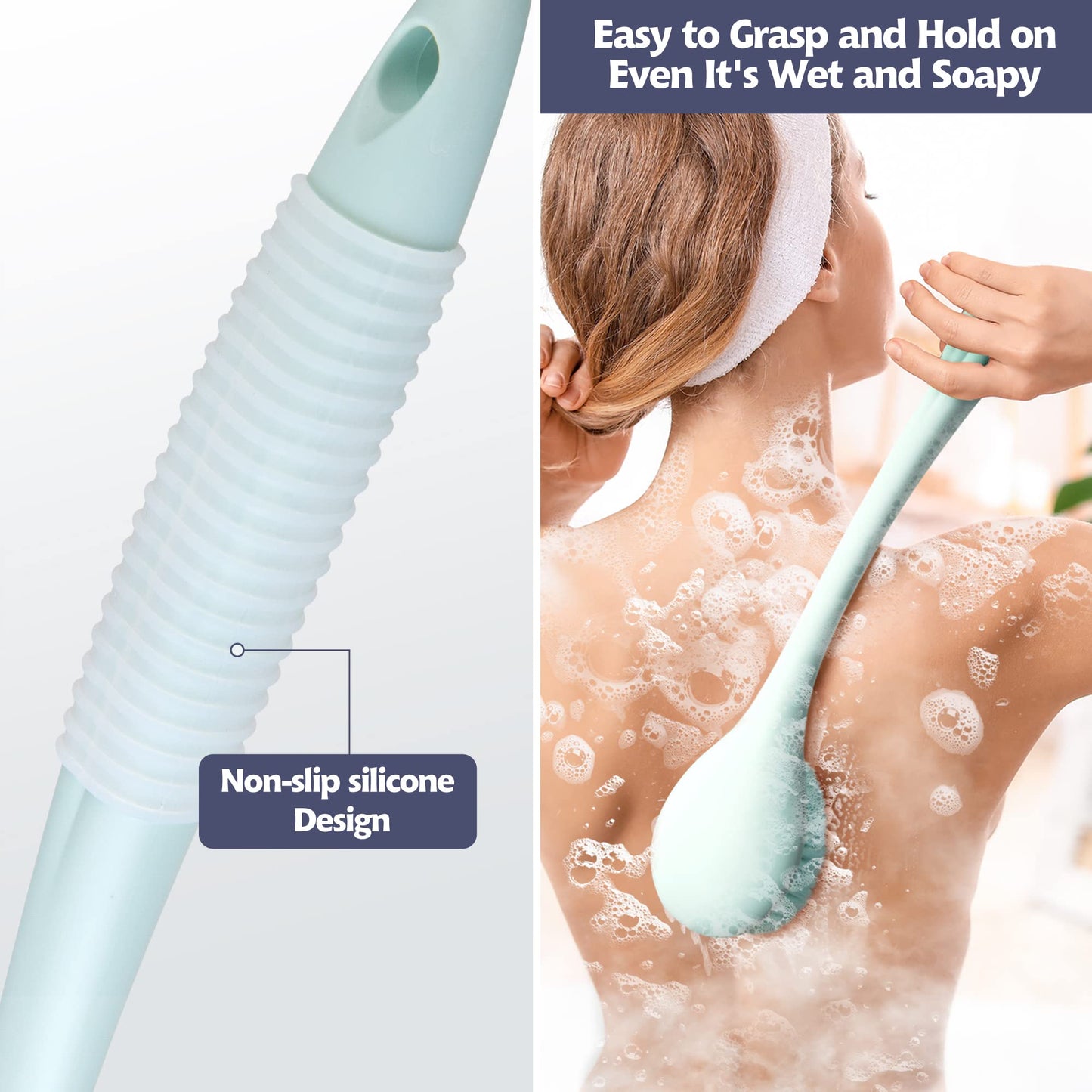 BEDELITE Back Scrubber for Shower - Long Handle Bath Brush (16.4 inches) with Soft Bristles, Exfoliating Body Brush for Men & Women(Blue) Beauty & Personal Care BEDELITE