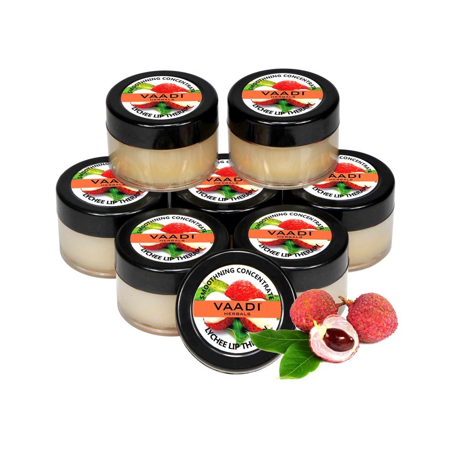 Lip Balm - ? Smoothning - ? Lychee Flavor - ? All Natural - ? Pack of 8 X 10 Gms(0.35 Ounces) in Tin - Vaadi Herbals Beauty and Personal Care Vaadi Herbals