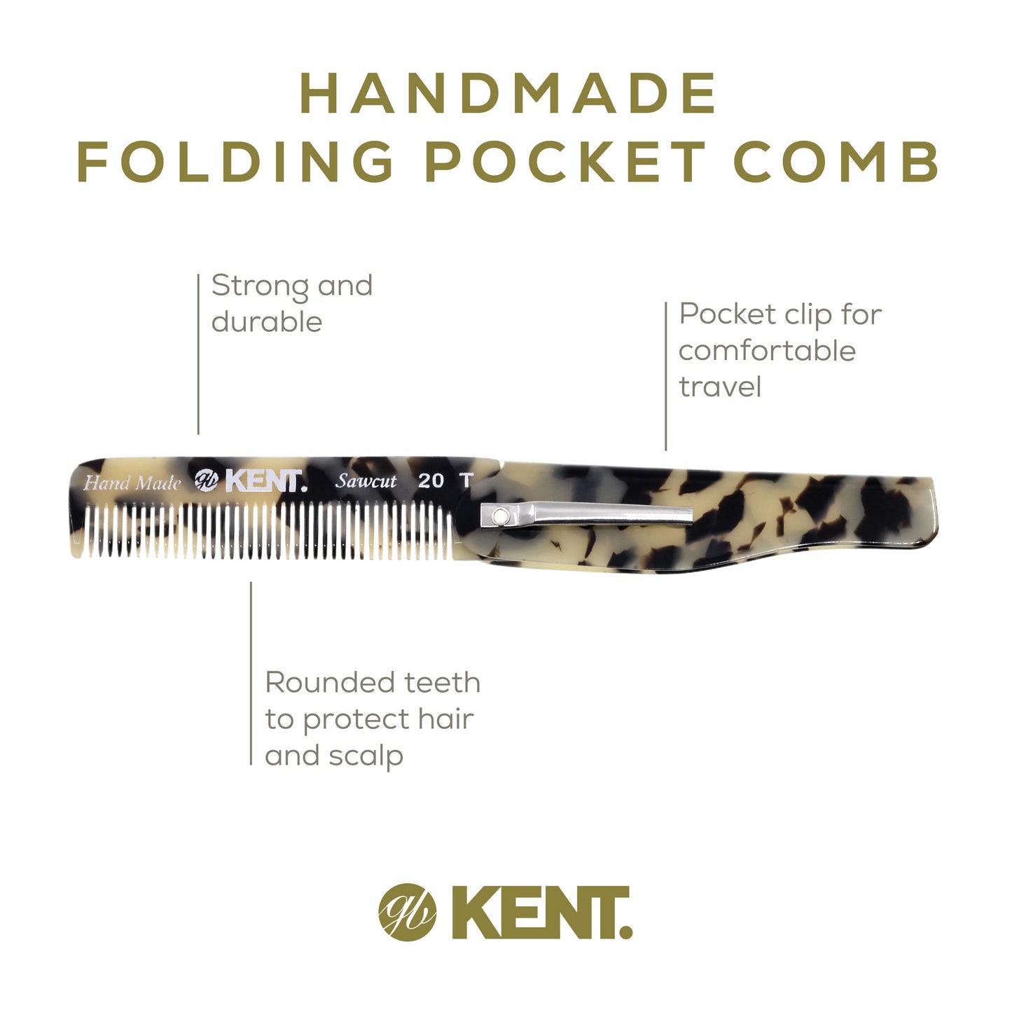 Kent Set Men's Hair Pocket Combs, 81T X-Small, 20T Fine Tooth Folding Comb. Best Hair, Beard and Mustache Grooming Kit for Travel and Home Care Beauty and Personal Care KENT