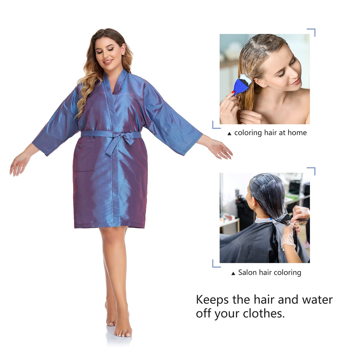 PERFEHAIR Salon Client Gown Robes Cape, Hair Salon Smock for Clients- Kimono Style (Purple) Beauty & Personal Care PERFEHAIR