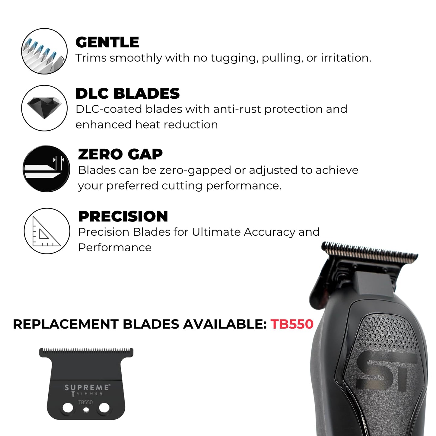 Supreme Trimmer Darkstar 72 Trimmer ST700 with Magnetic Vector Motor - 180 Min Run Time, 9000 RPM Barber Hair Trimmer - Low Noise, Professional Beard Beauty and Personal Care Supreme Trimmer